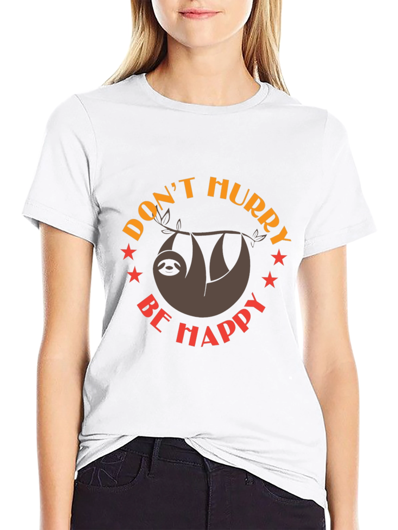 Dont Hurry Be Happy Sloth Graphic Tee