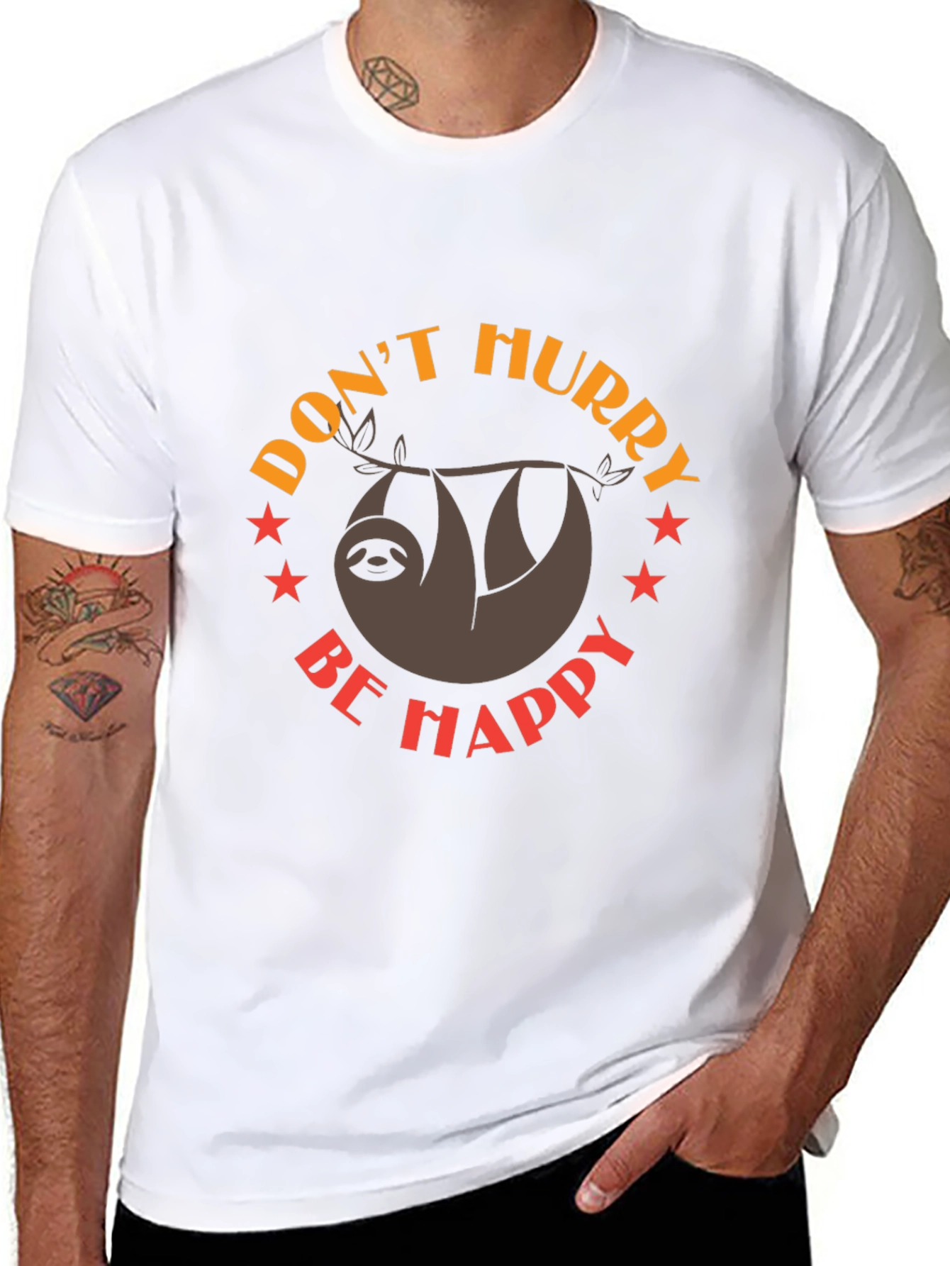 Dont Hurry Be Happy Sloth Graphic Tee