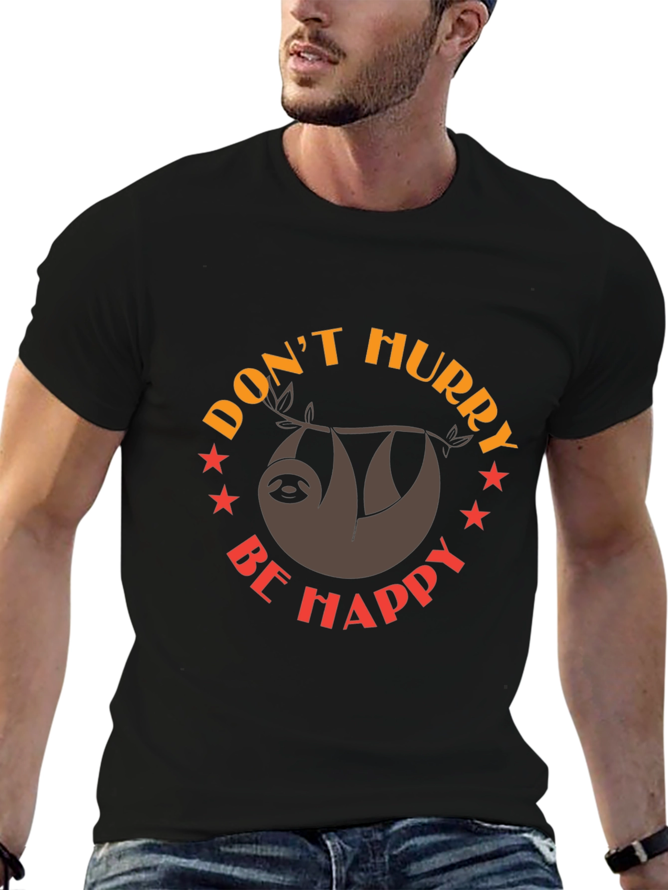 Dont Hurry Be Happy Sloth Graphic Tee