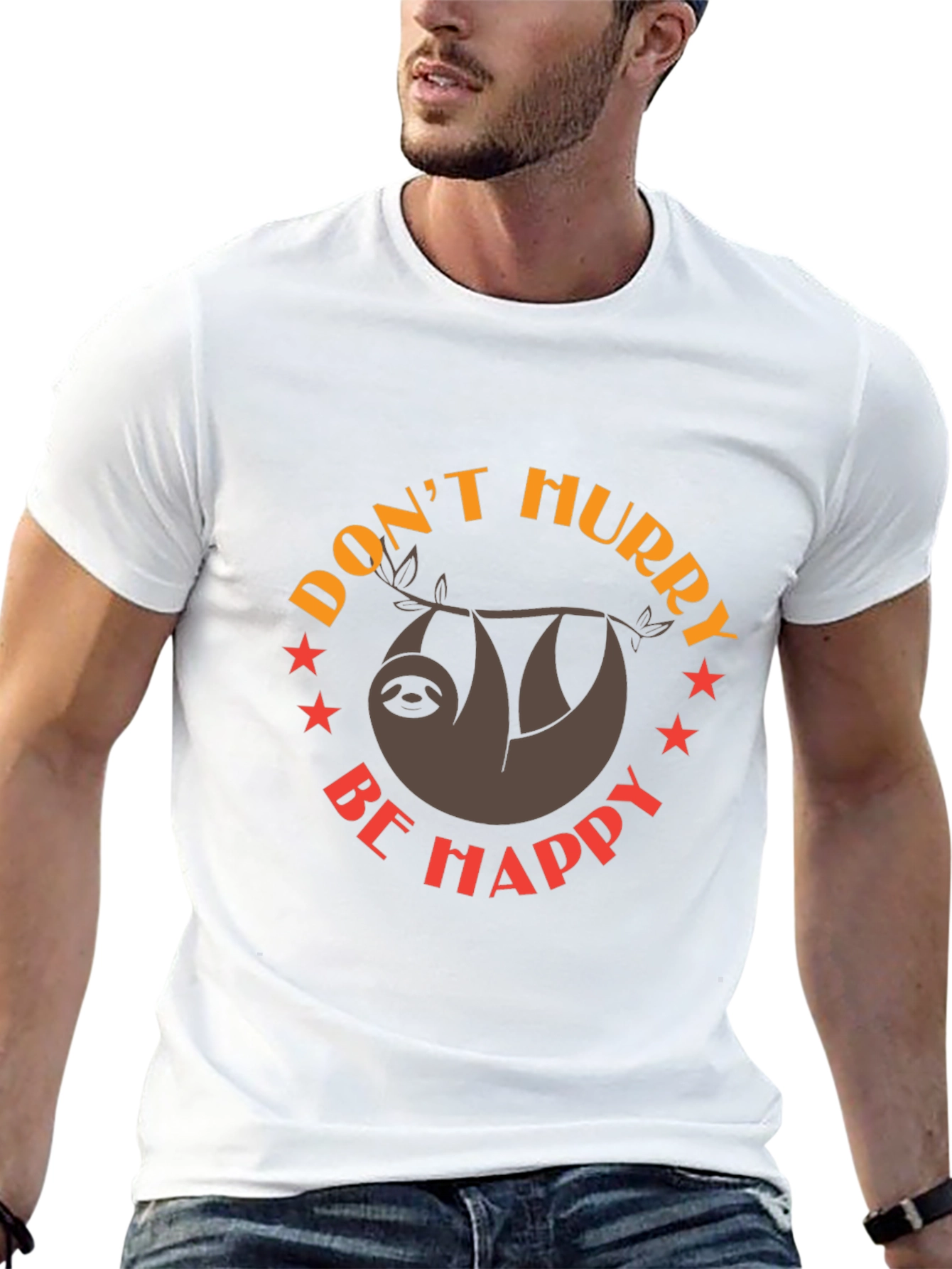 Dont Hurry Be Happy Sloth Graphic Tee