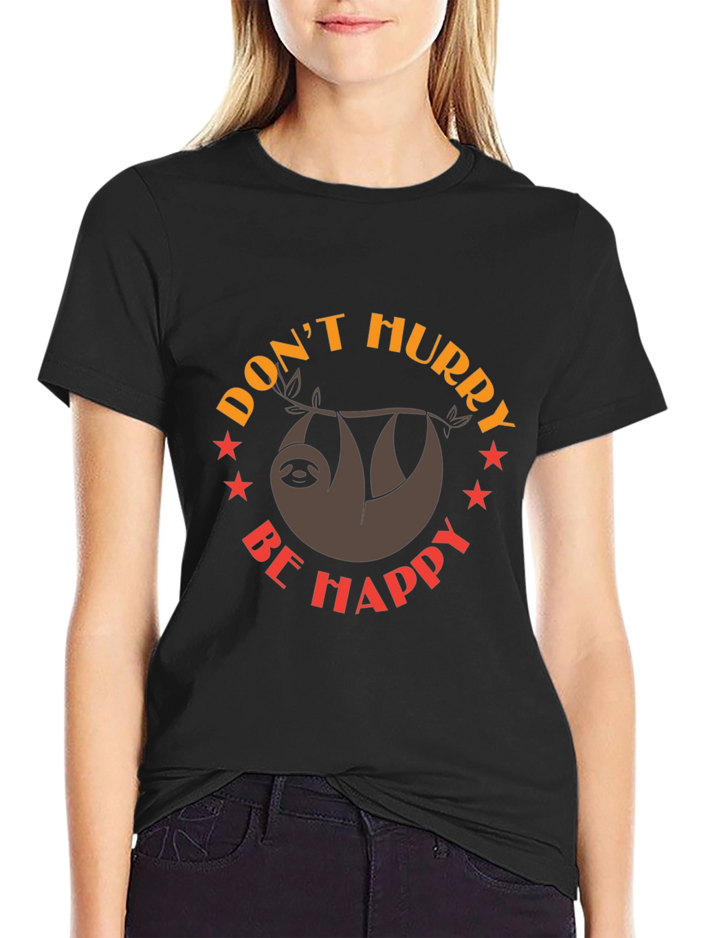 Dont Hurry Be Happy Sloth Graphic Tee