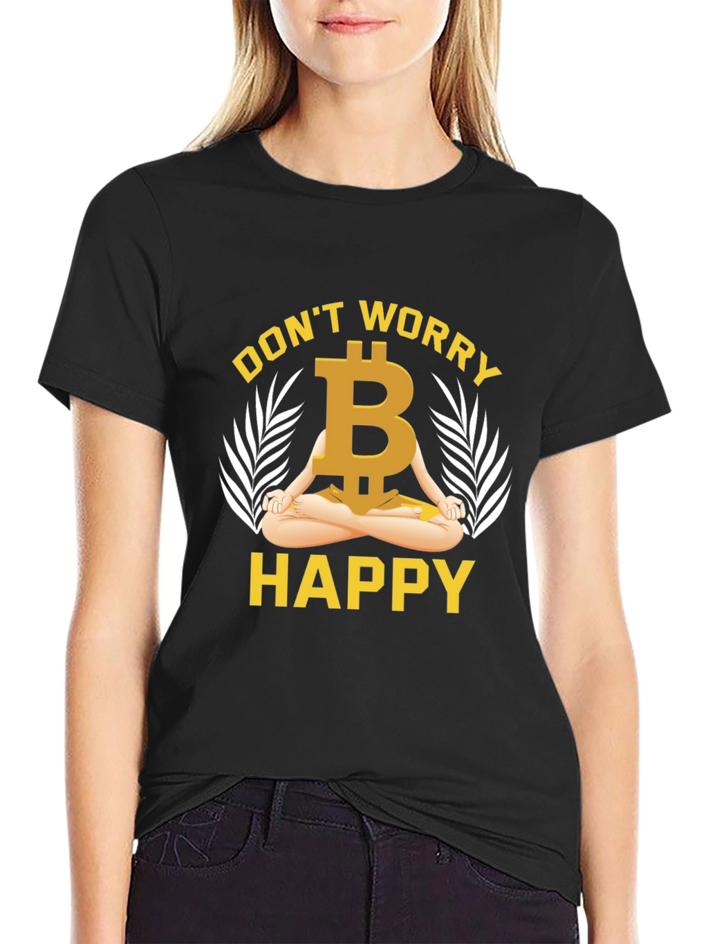 Bitcoin Meditating T-Shirt - Dont Worry Be Happy