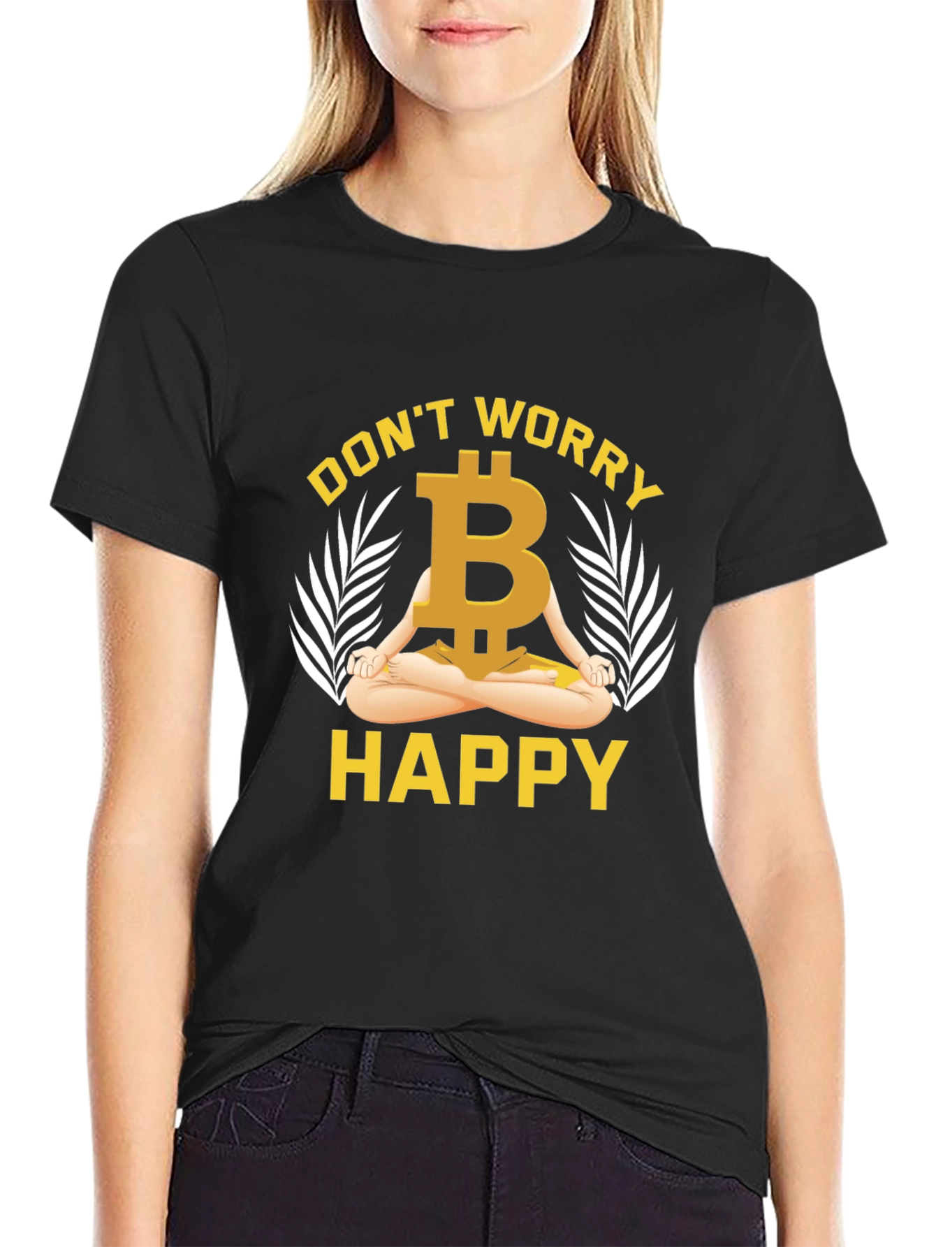 Bitcoin Meditating T-Shirt - Dont Worry Be Happy