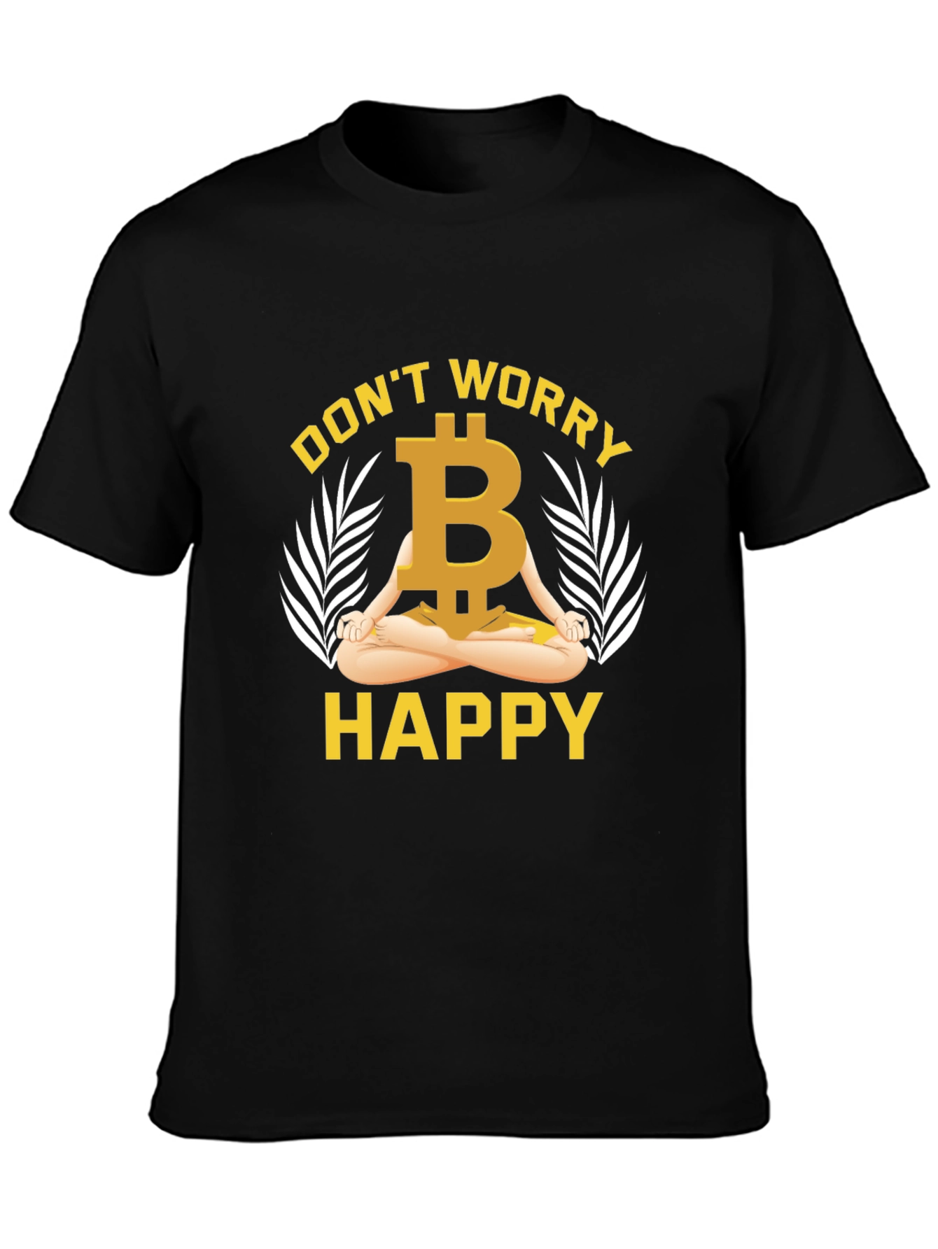 Bitcoin Meditating T-Shirt - Dont Worry Be Happy