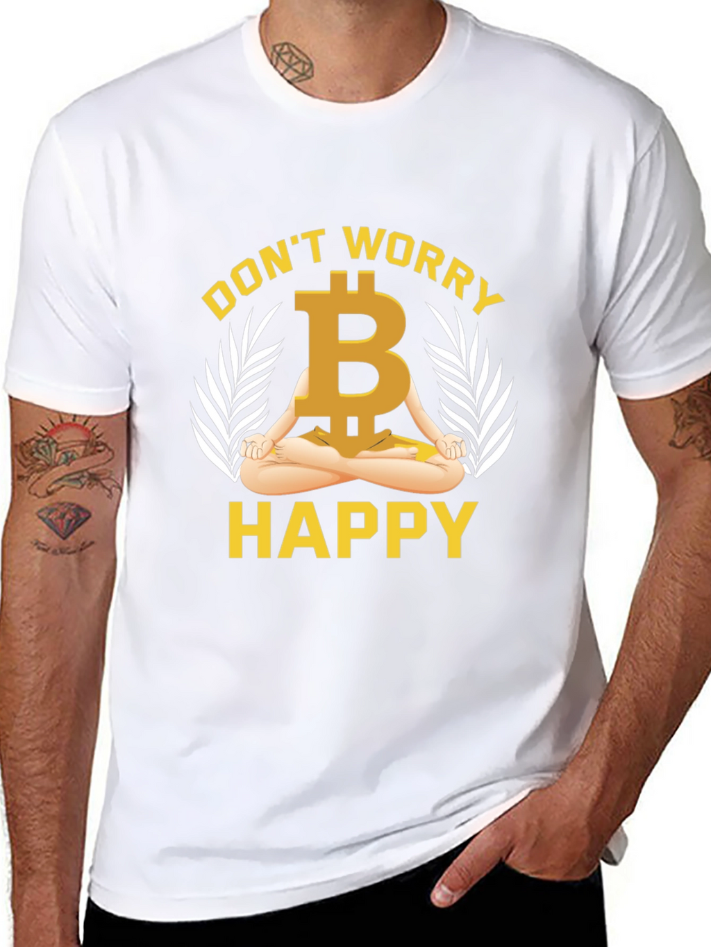 Bitcoin Meditating T-Shirt - Dont Worry Be Happy