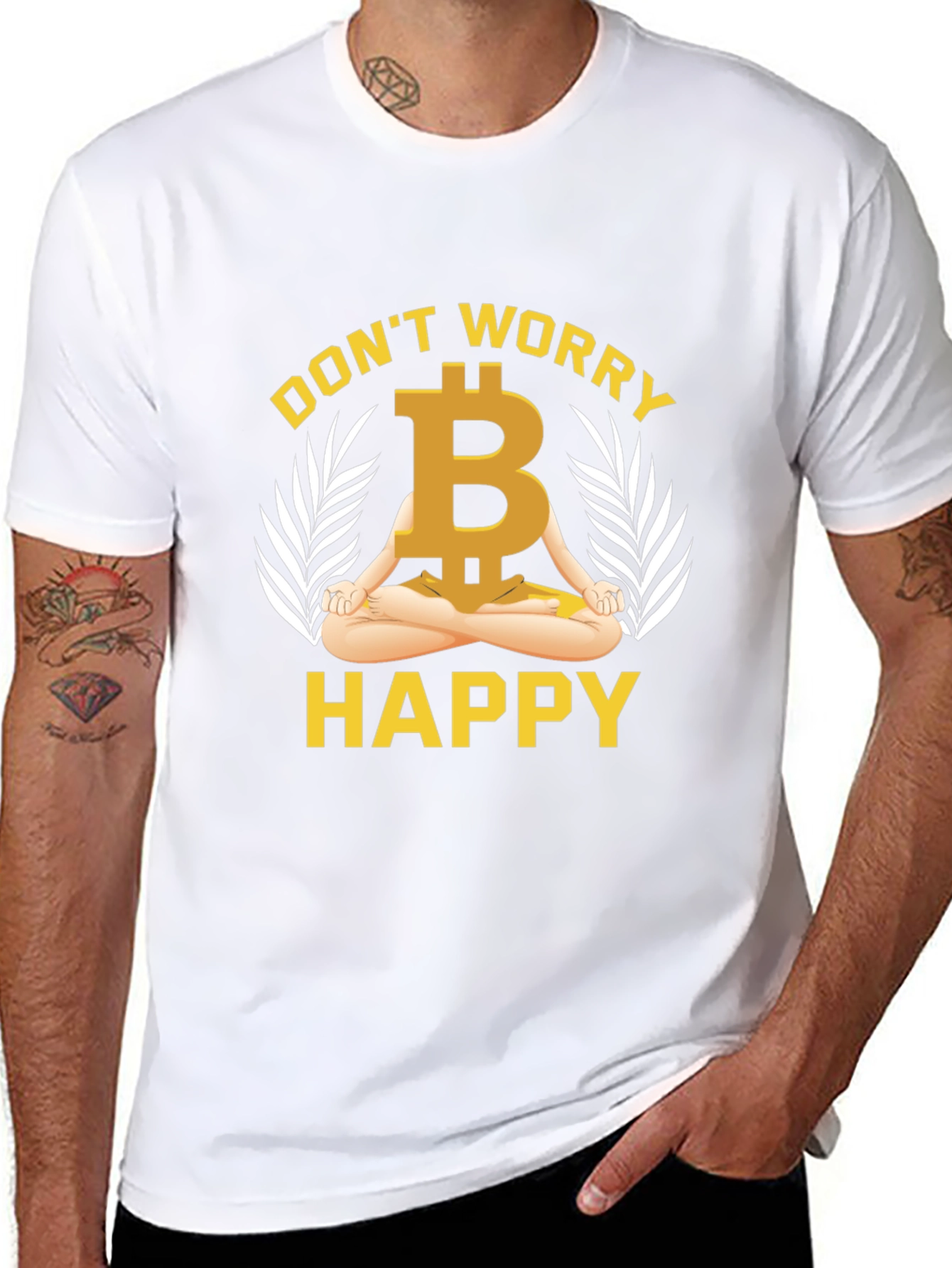 Bitcoin Meditating T-Shirt - Dont Worry Be Happy
