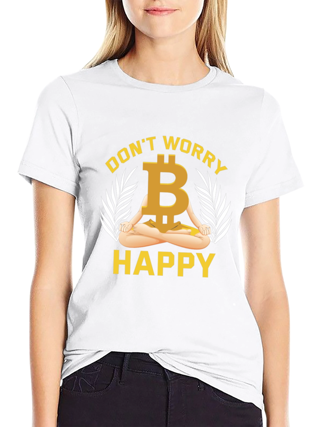 Bitcoin Meditating T-Shirt - Dont Worry Be Happy