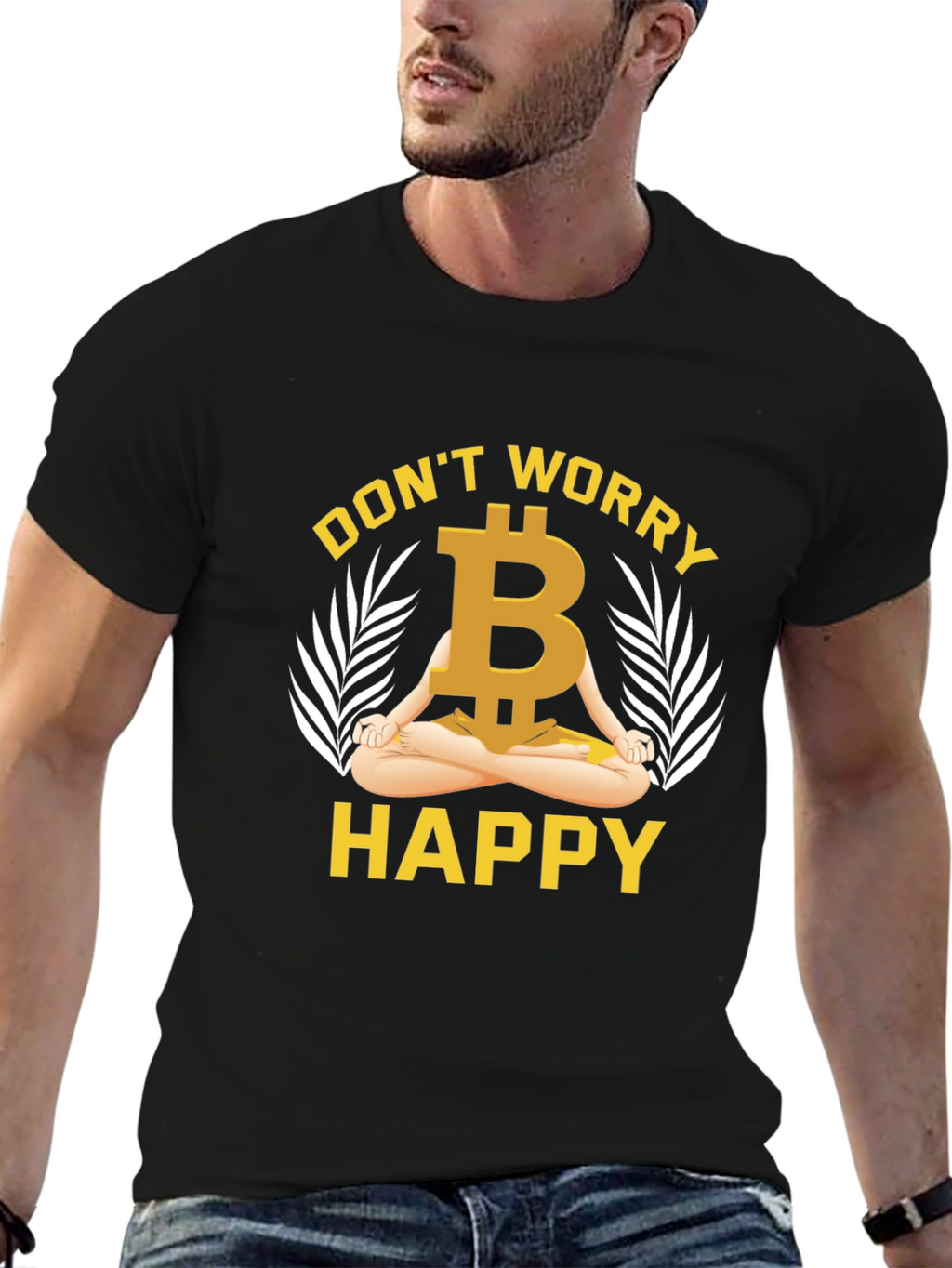 Bitcoin Meditating T-Shirt - Dont Worry Be Happy