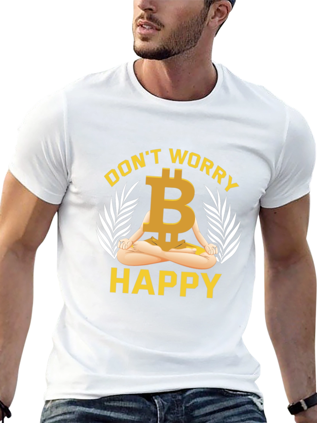Bitcoin Meditating T-Shirt - Dont Worry Be Happy