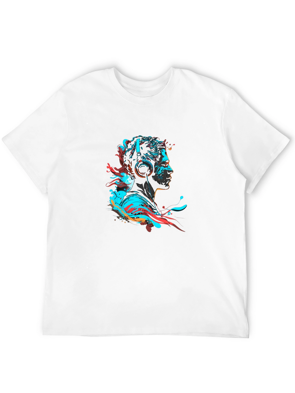 Abstract Man with Headphones Black T-Shirt