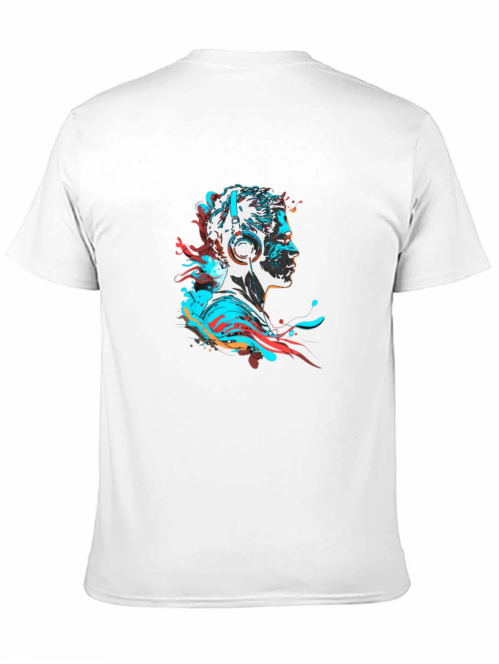 Abstract Man with Headphones Black T-Shirt