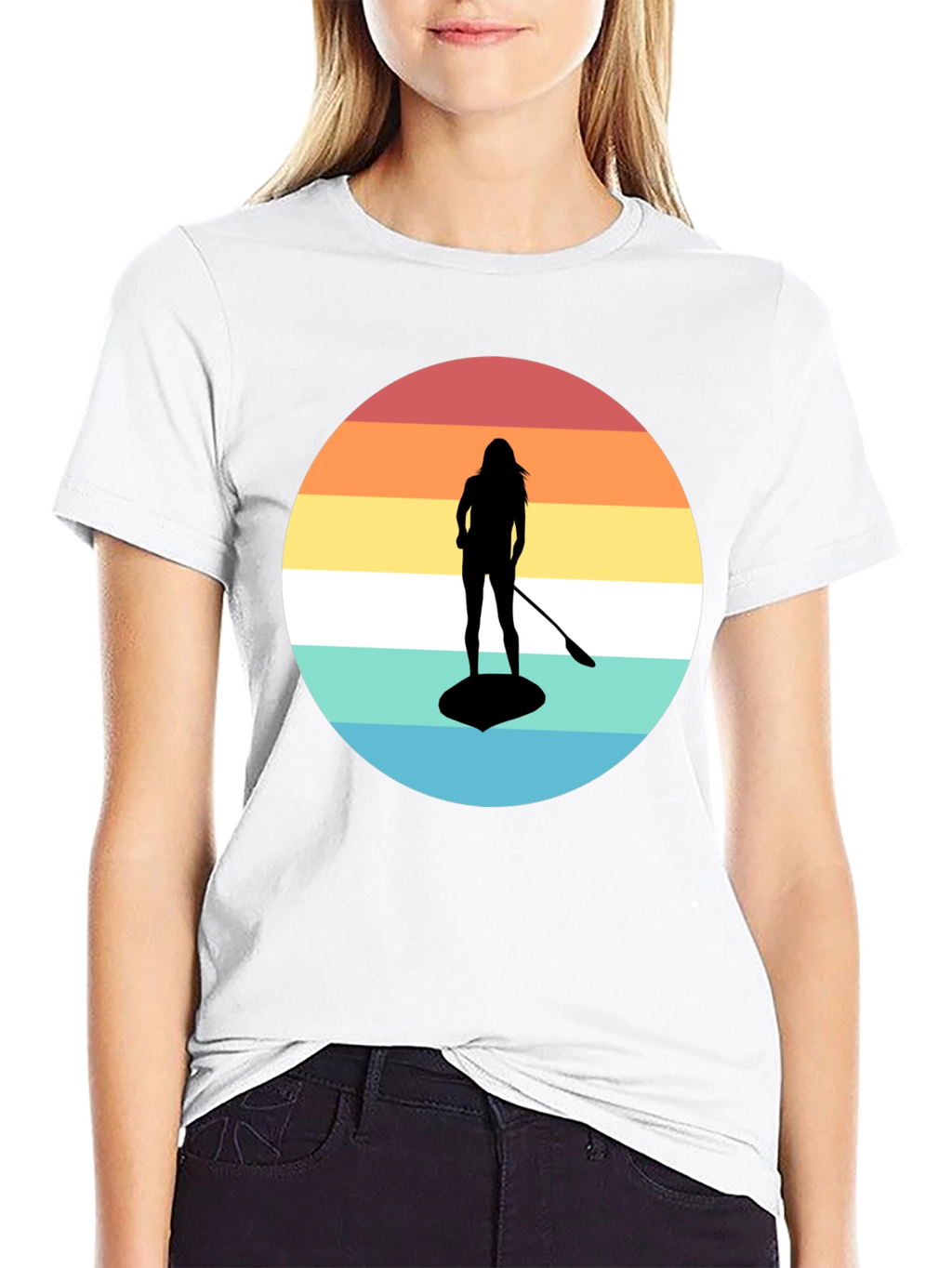 Retro Sunset Paddle Boarding T-Shirt