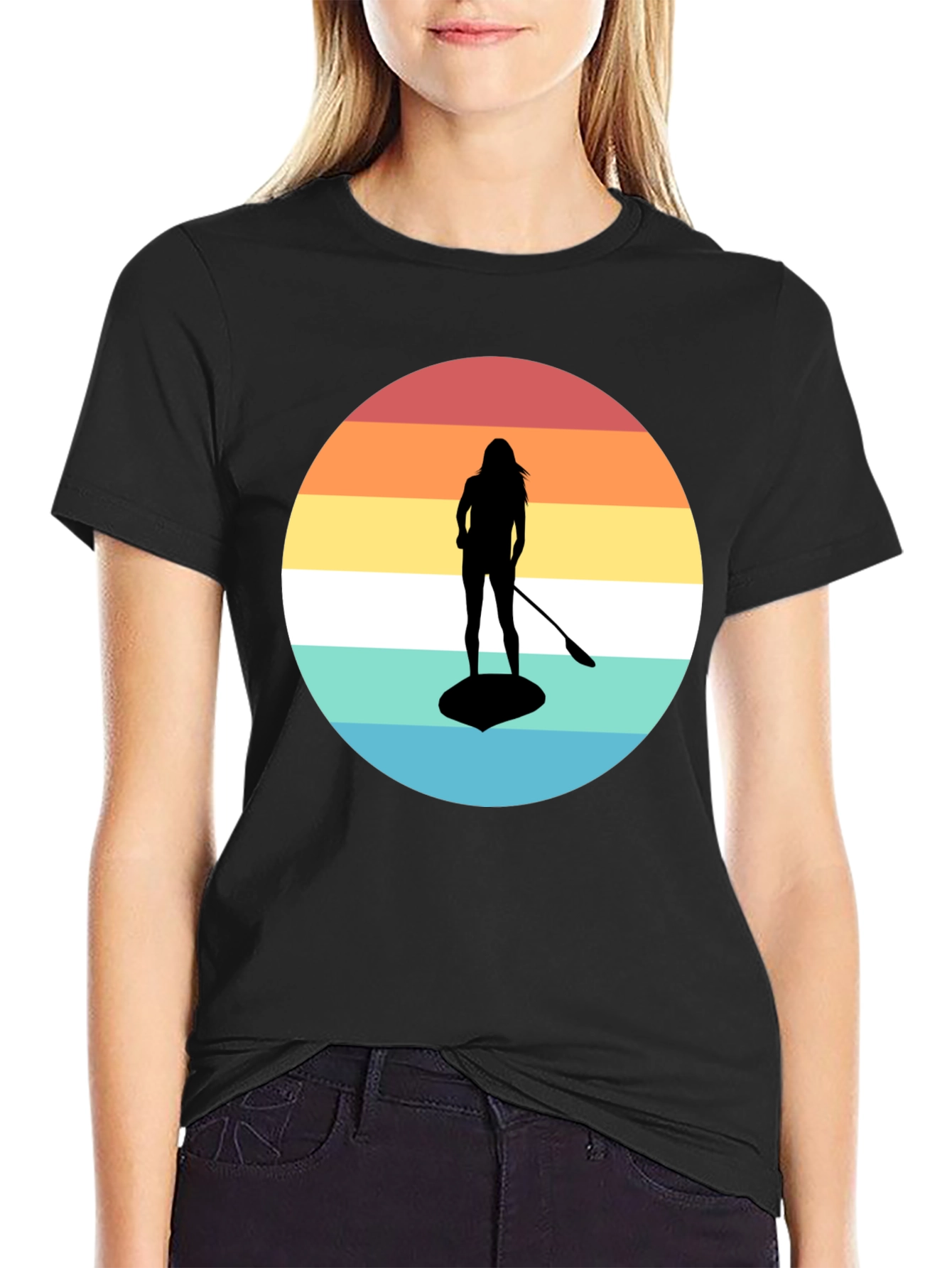 Retro Sunset Paddle Boarding T-Shirt