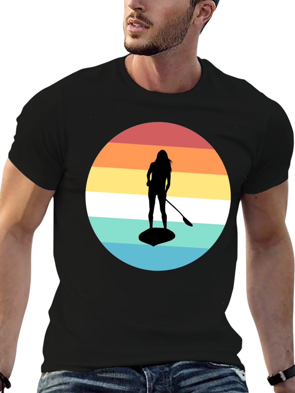 Retro Sunset Paddle Boarding T-Shirt