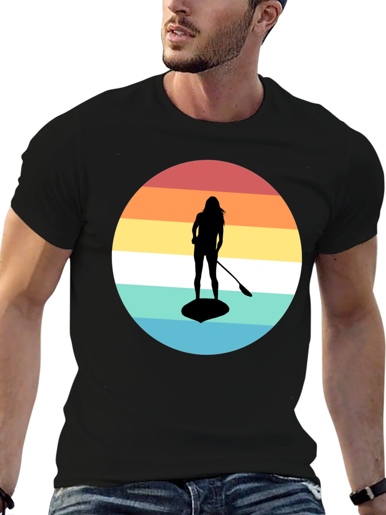 Retro Sunset Paddle Boarding T-Shirt