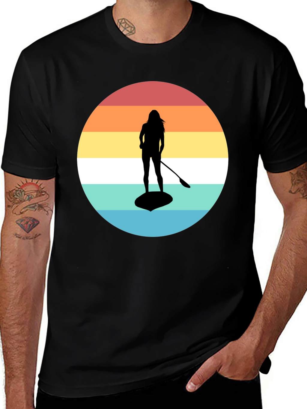 Retro Sunset Paddle Boarding T-Shirt