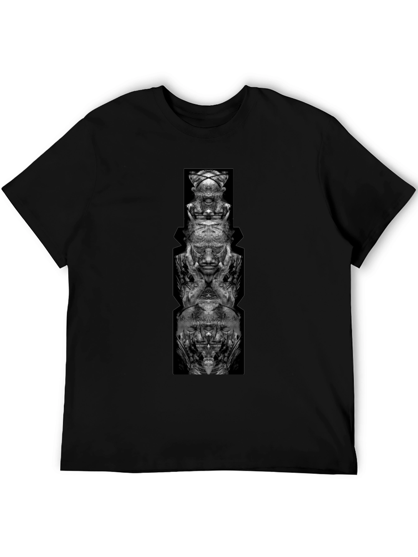 Abstract Totem Graphic Black T-Shirt