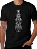 Abstract Totem Graphic Black T-Shirt