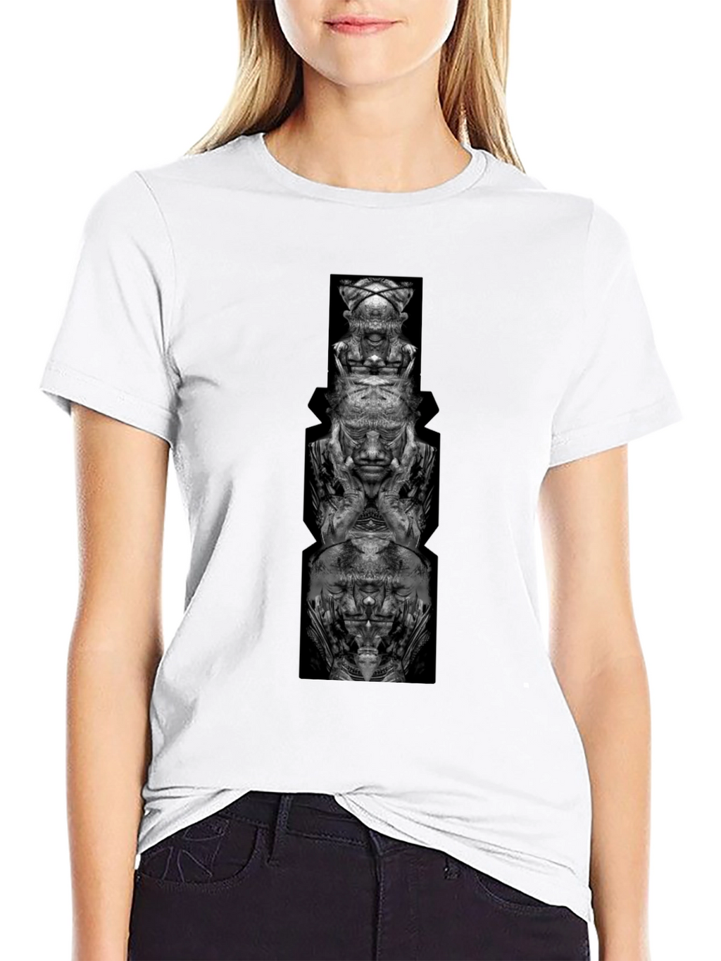 Abstract Totem Graphic Black T-Shirt