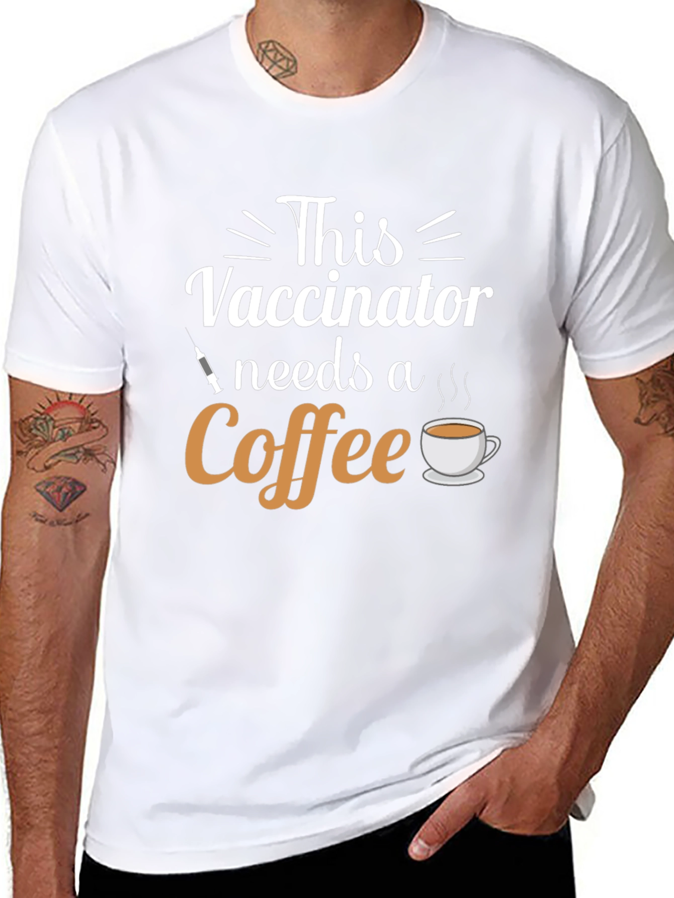 Vaccinator Needs Coffee T-Shirt - Black Cotton Tee
