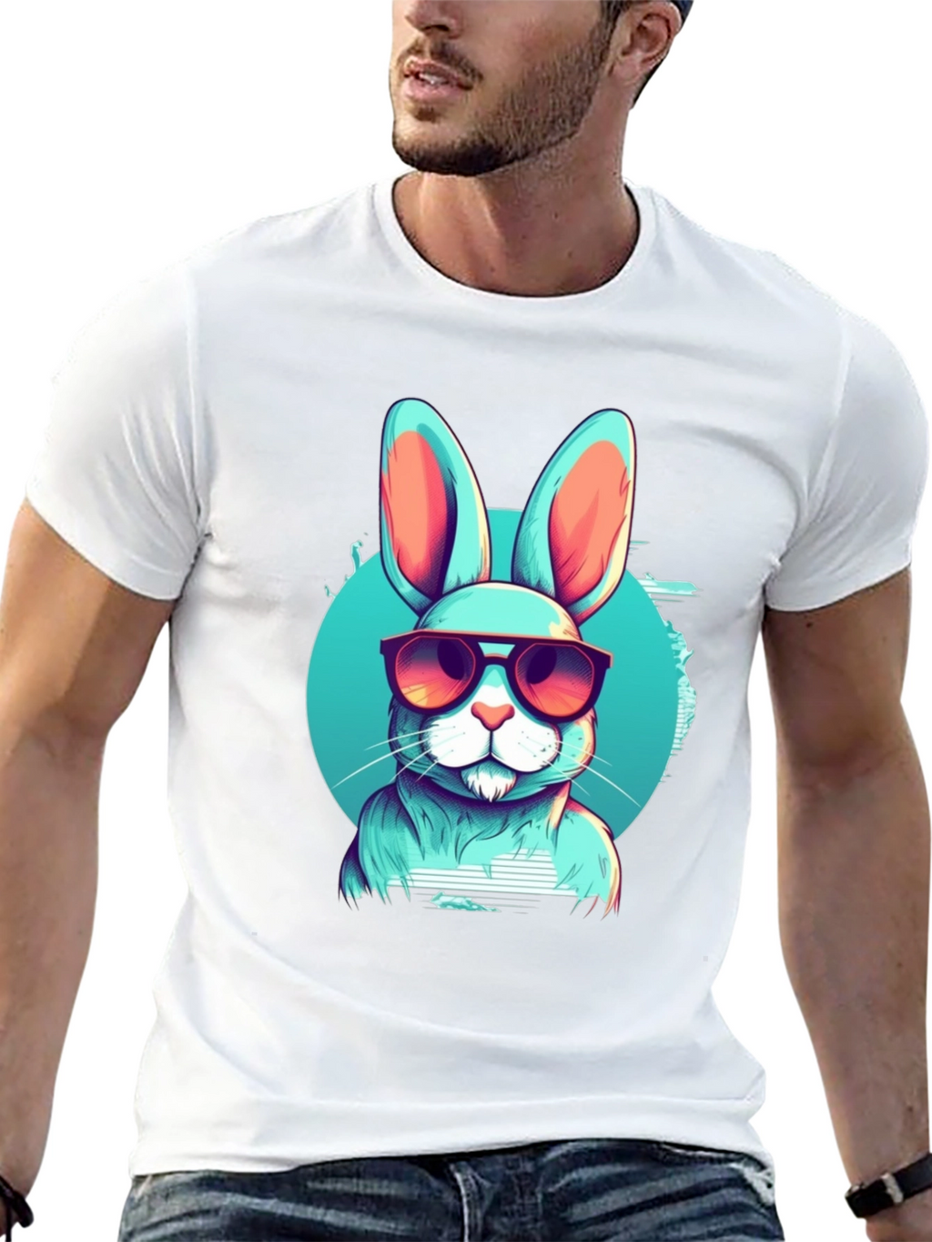 Cool Rabbit Graphic Tee - Black Cotton Blend T-Shirt