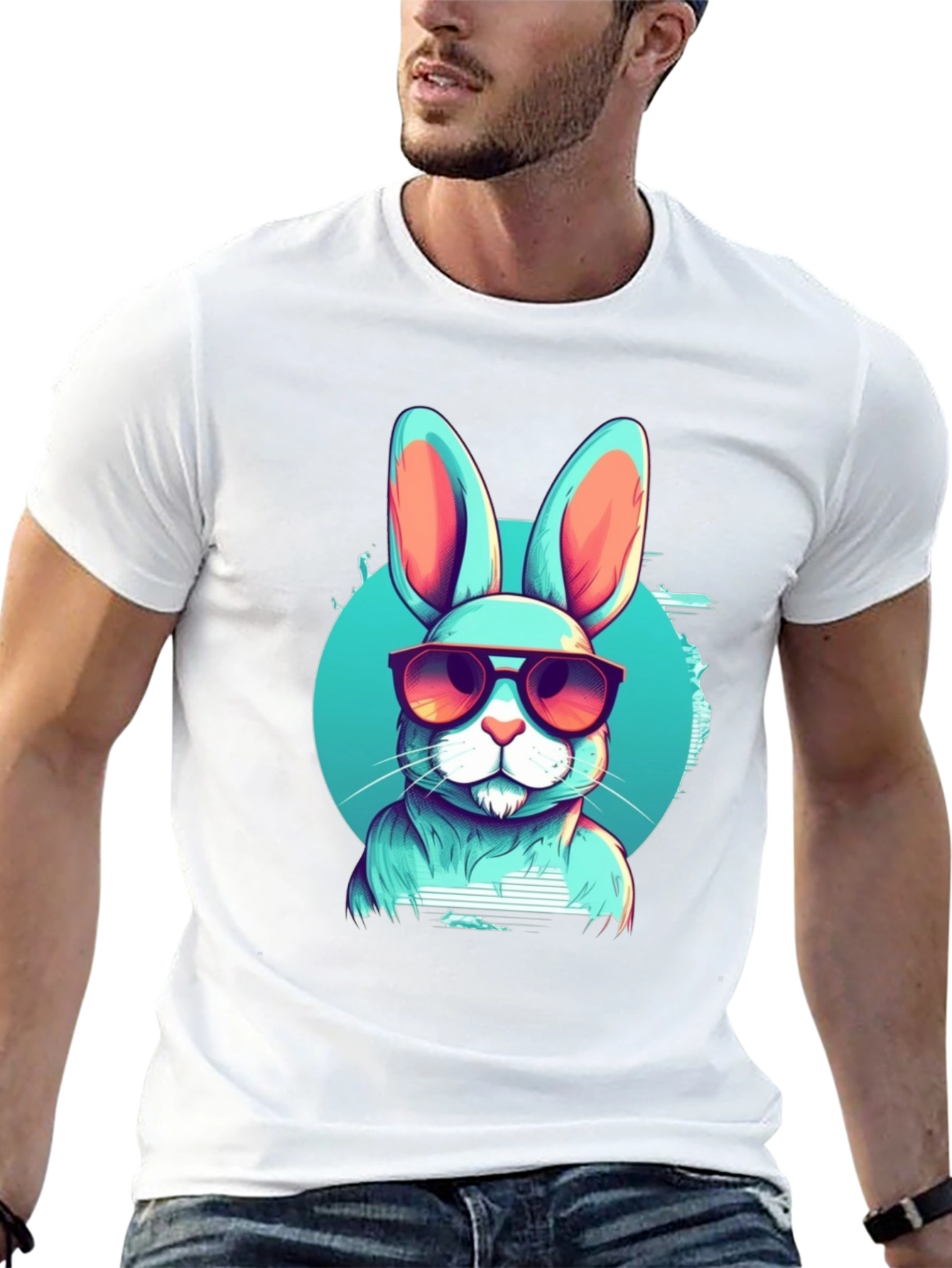 Cool Rabbit Graphic Tee - Black Cotton Blend T-Shirt