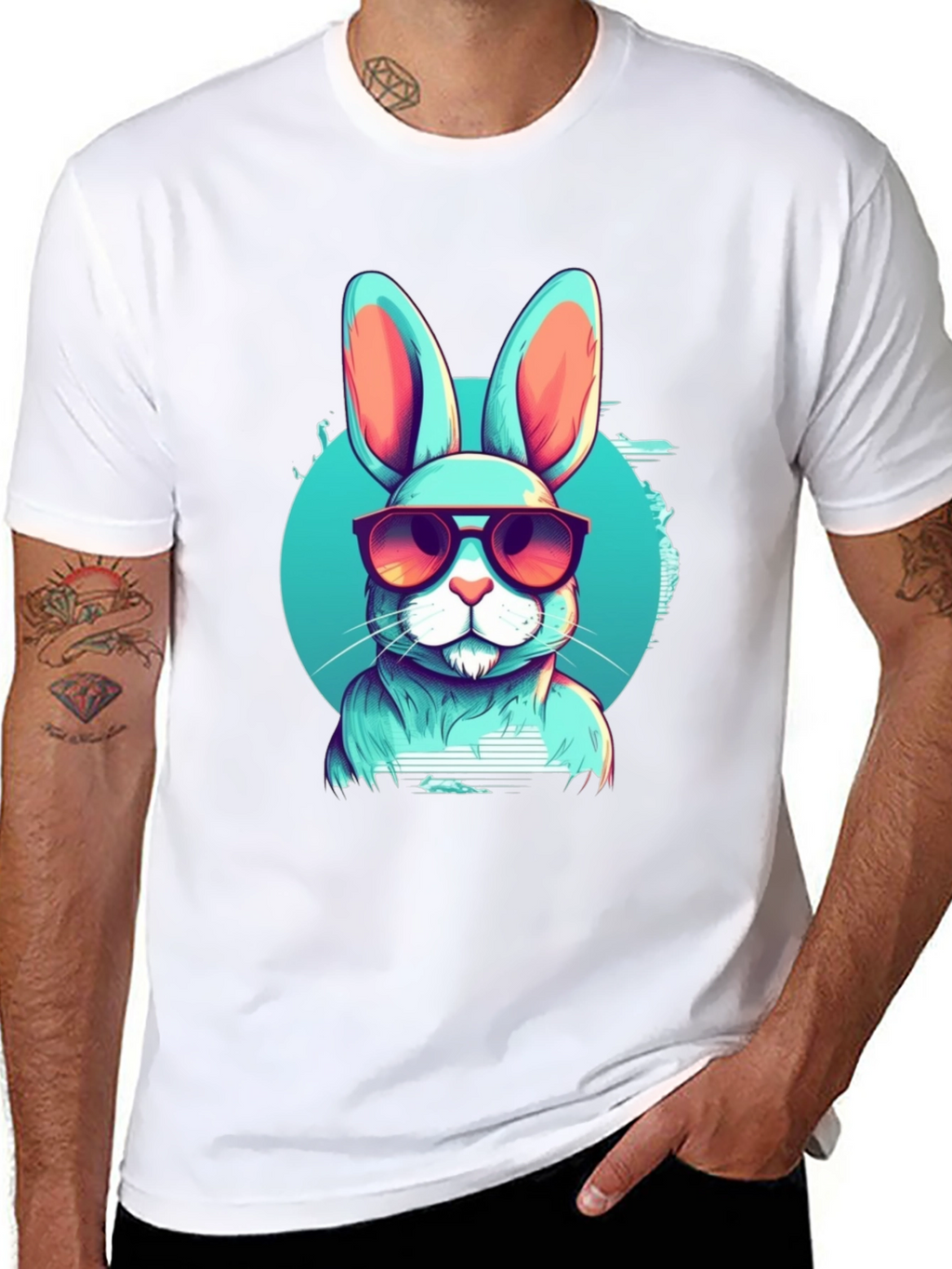 Cool Rabbit Graphic Tee - Black Cotton Blend T-Shirt
