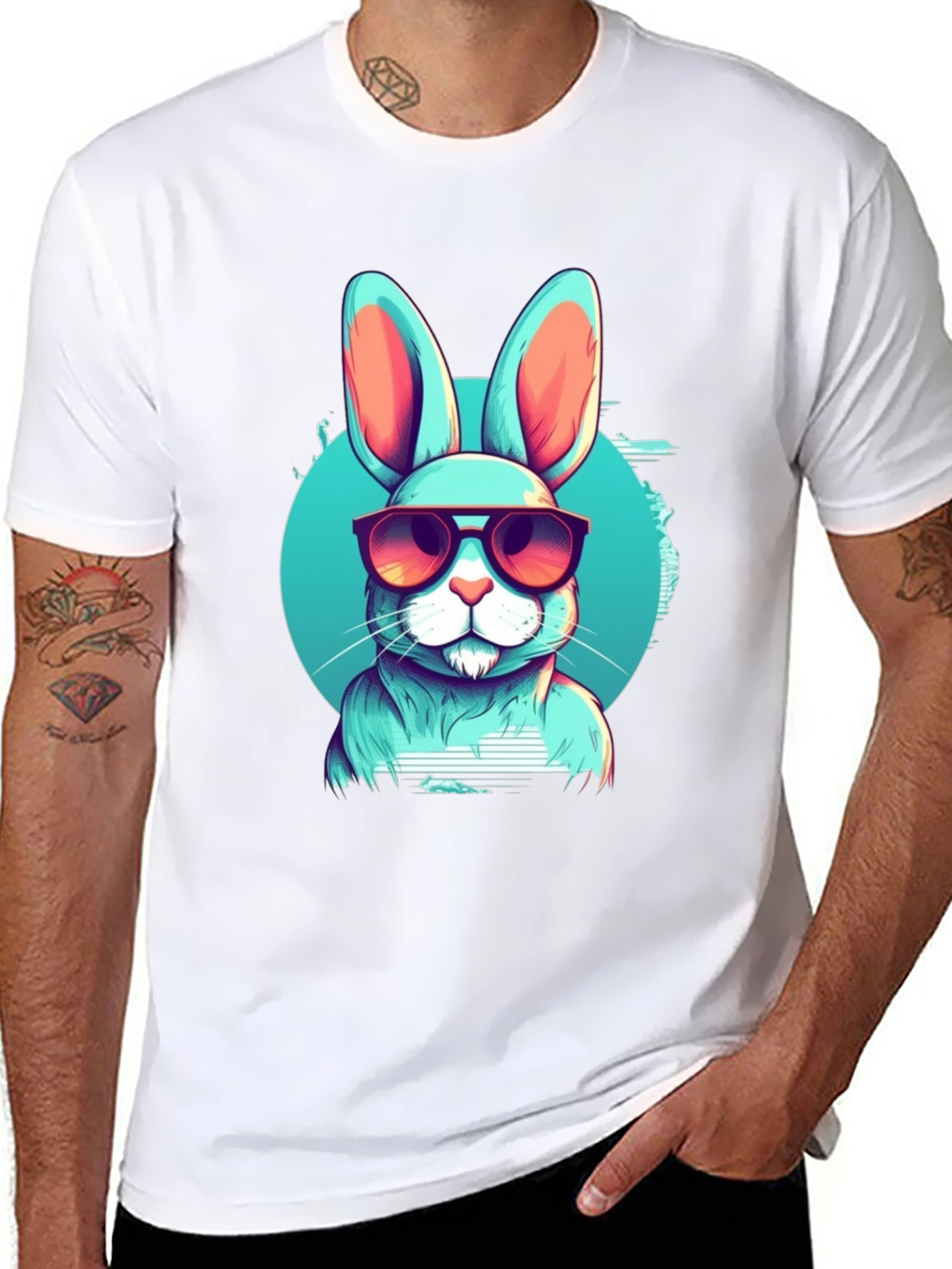 Cool Rabbit Graphic Tee - Black Cotton Blend T-Shirt