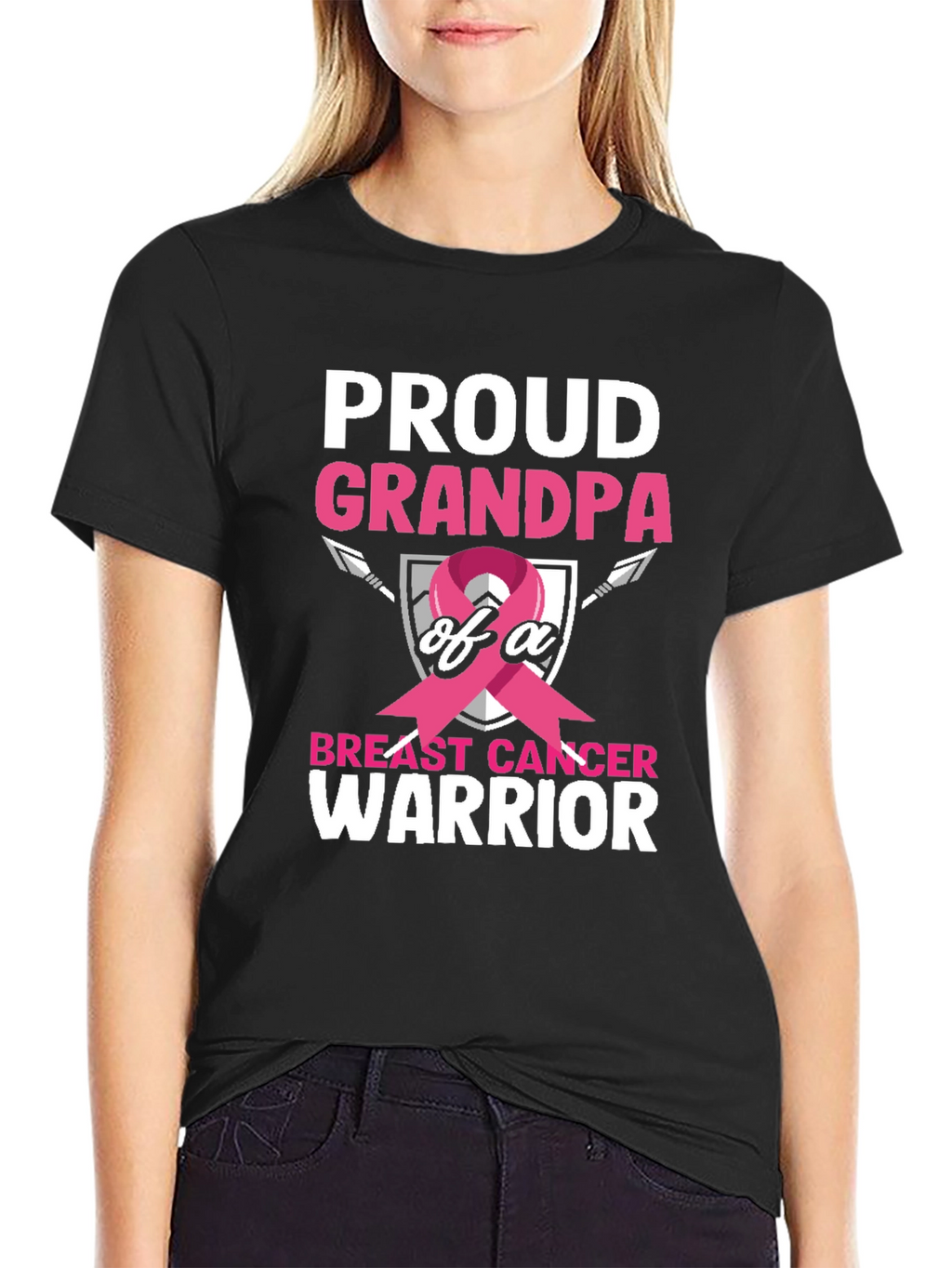 Proud Grandpa Breast Cancer Warrior T-Shirt