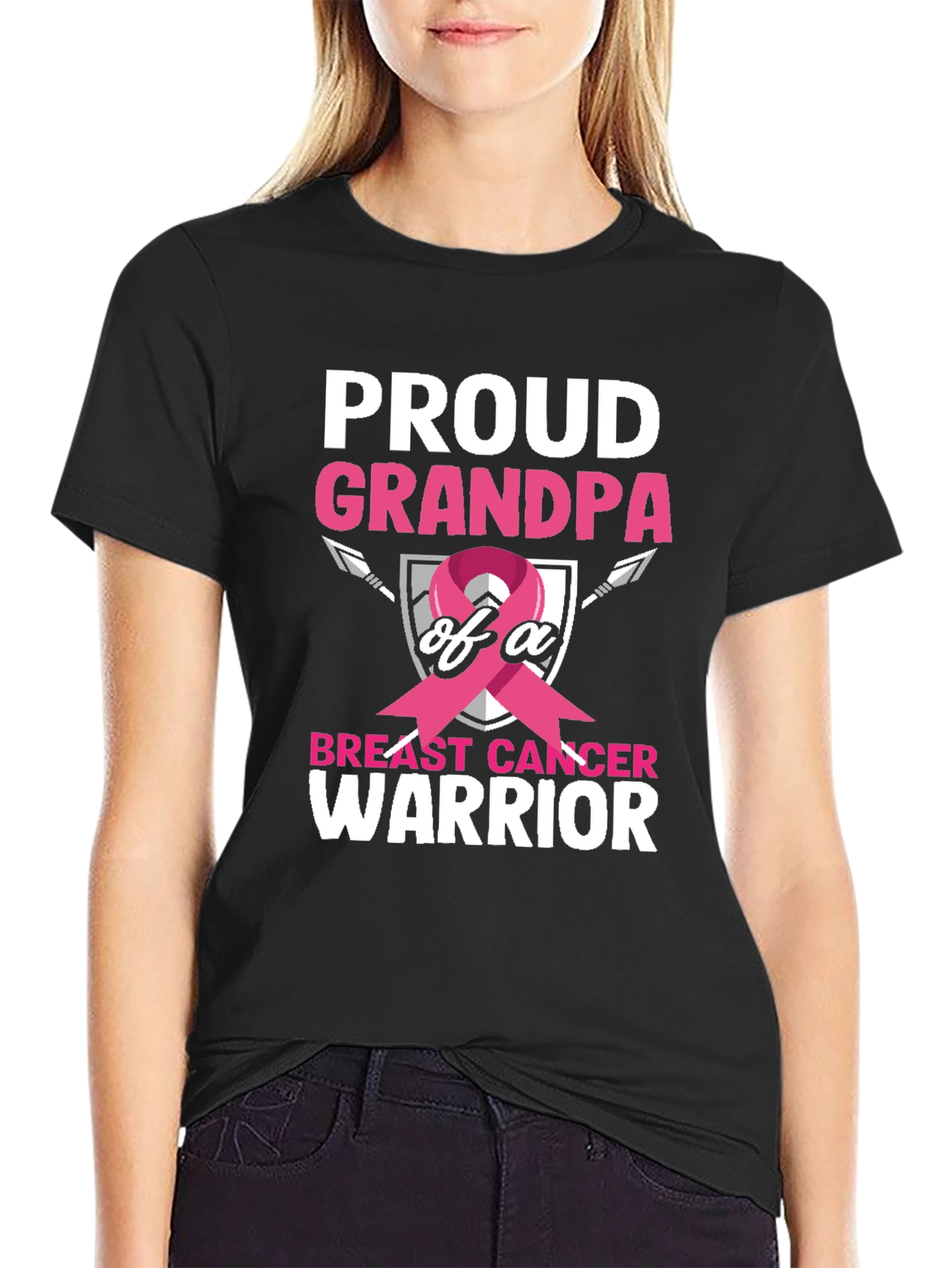 Proud Grandpa Breast Cancer Warrior T-Shirt