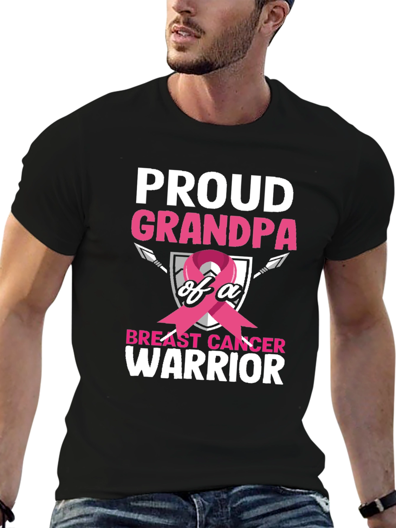 Proud Grandpa Breast Cancer Warrior T-Shirt
