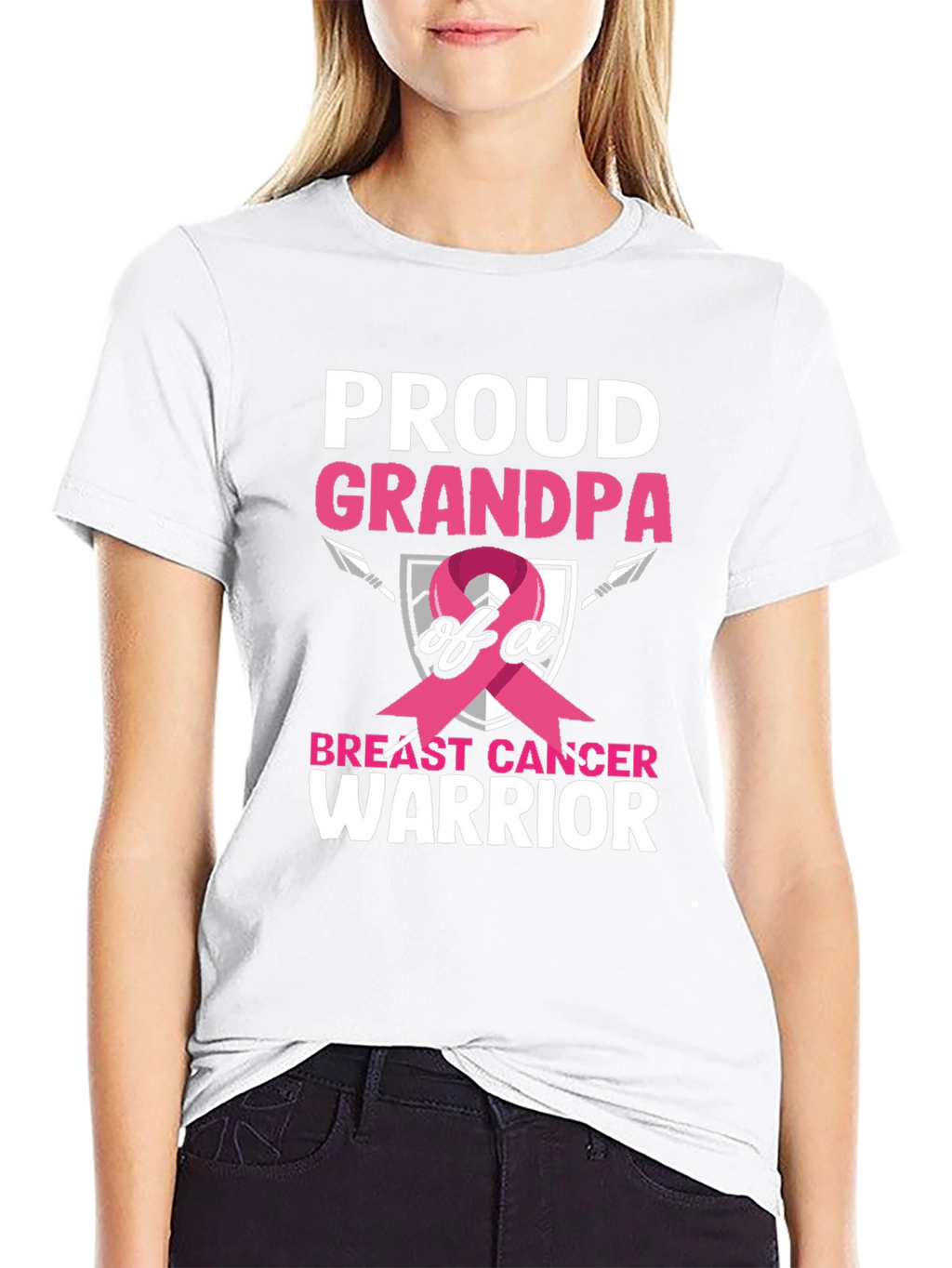 Proud Grandpa Breast Cancer Warrior T-Shirt