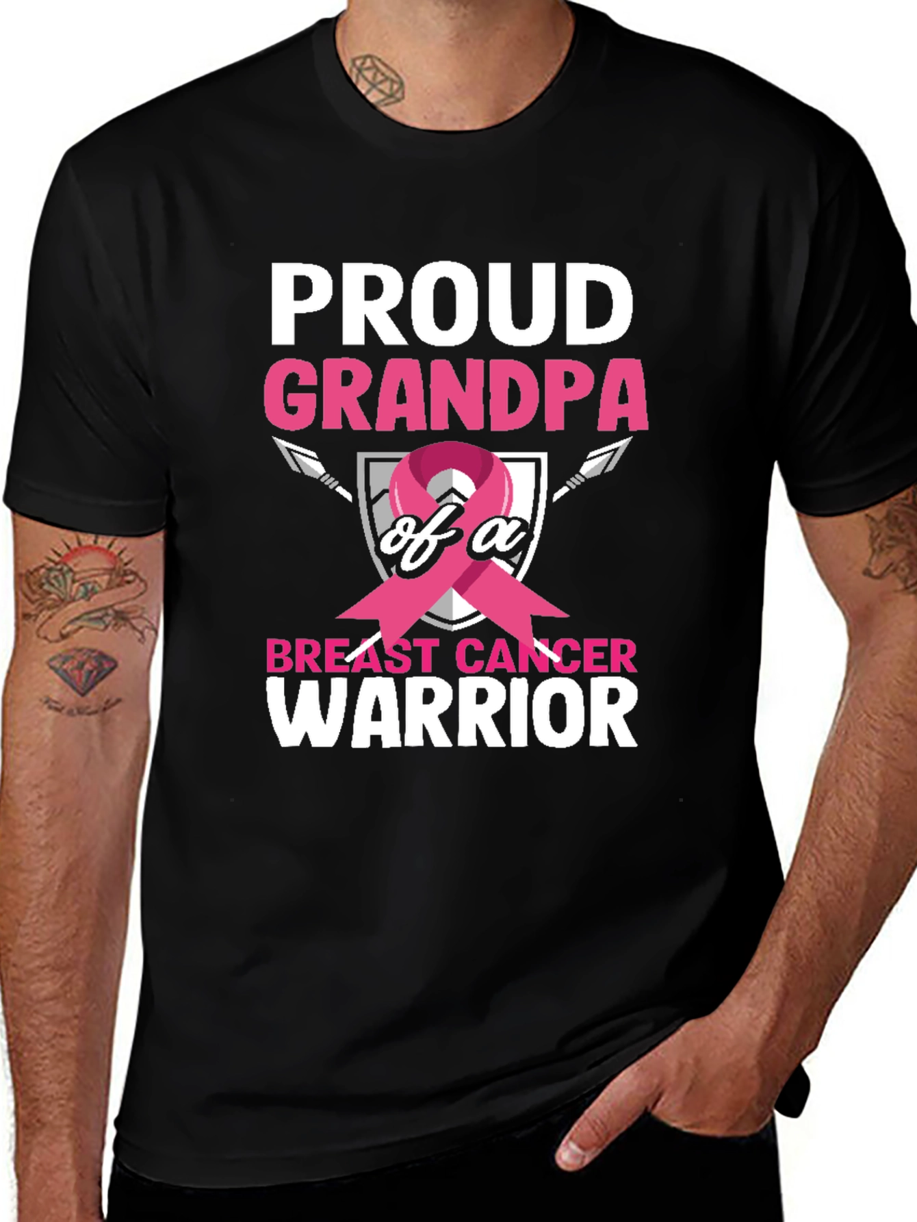 Proud Grandpa Breast Cancer Warrior T-Shirt