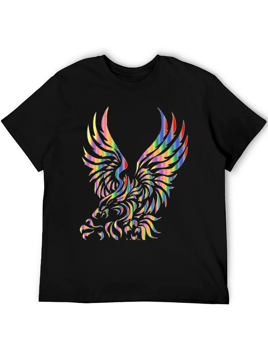 Rainbow Eagle Graphic Black T-Shirt
