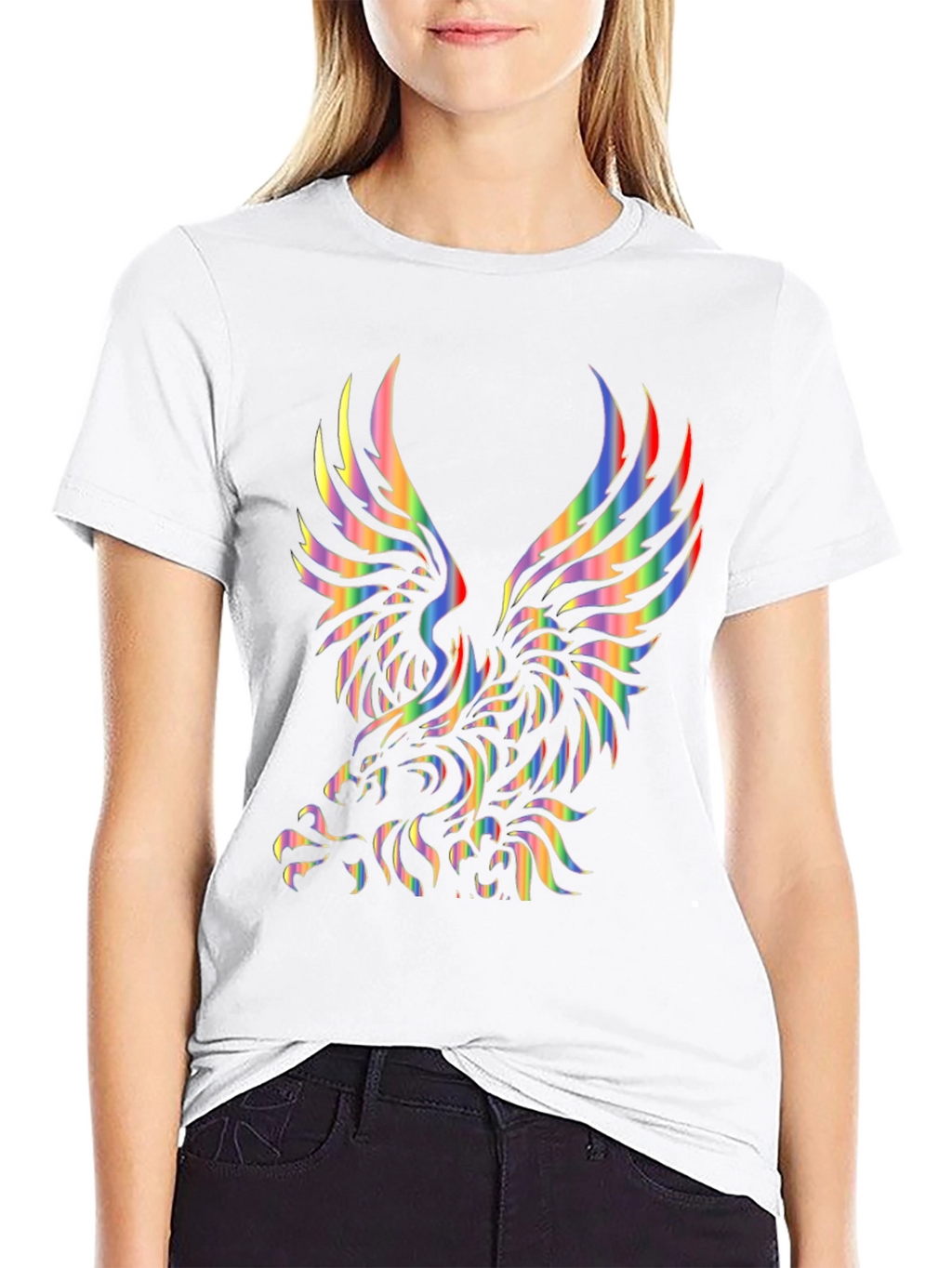 Rainbow Eagle Graphic Black T-Shirt