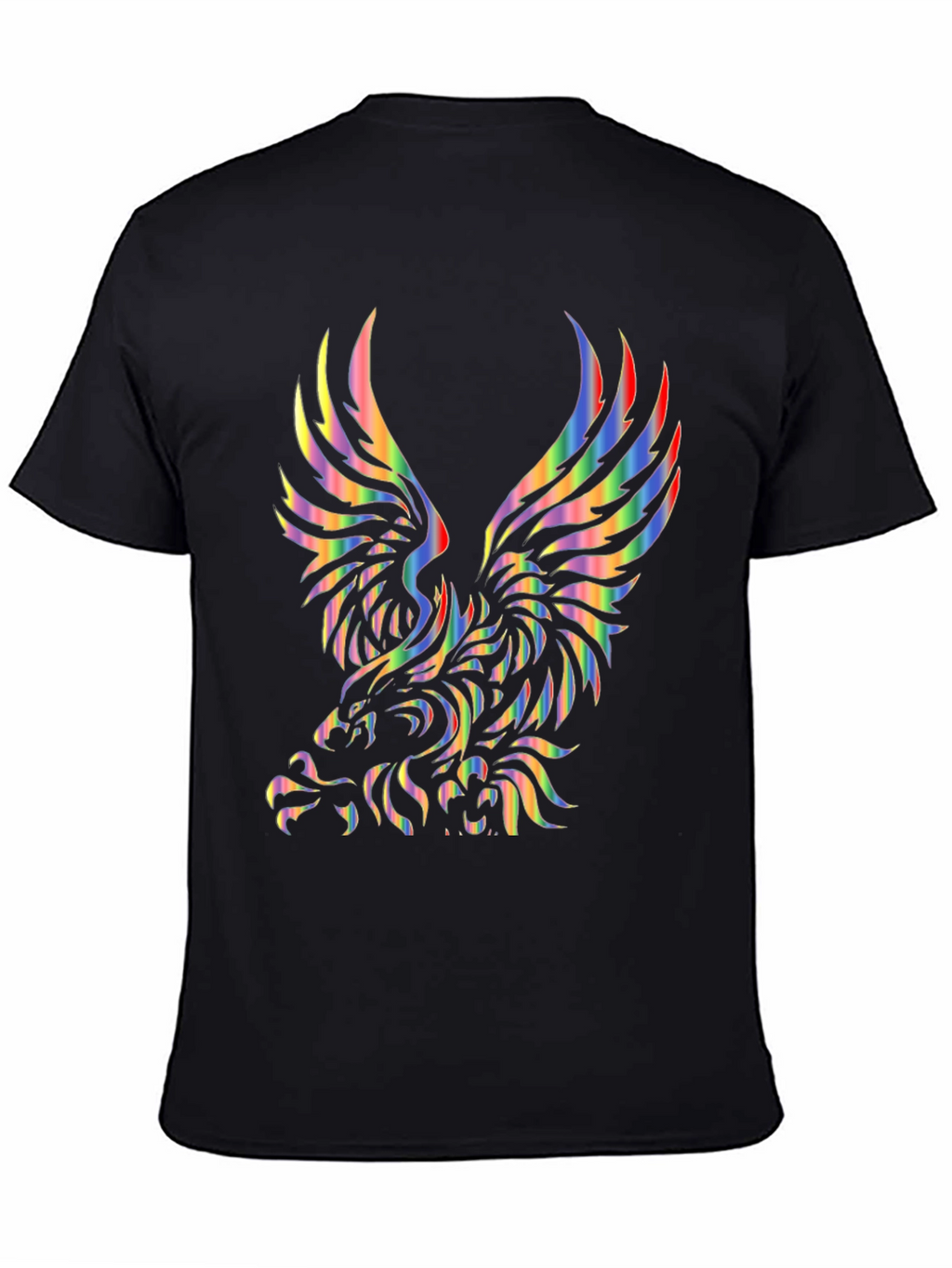 Rainbow Eagle Graphic Black T-Shirt
