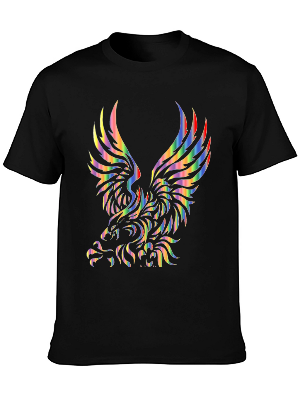 Rainbow Eagle Graphic Black T-Shirt