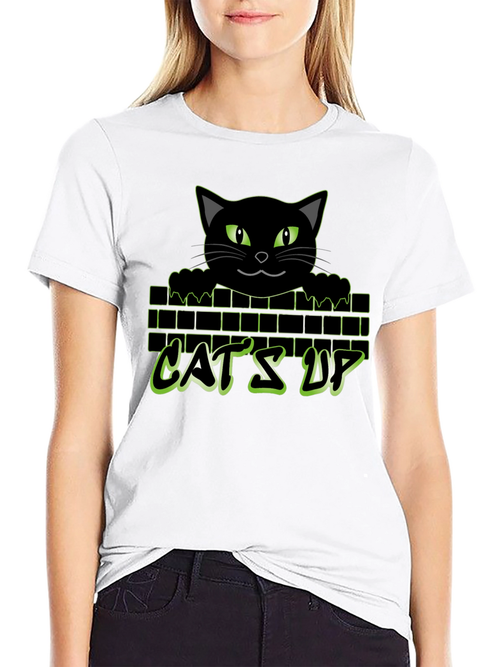 Cats Up Graphic T-Shirt - Black