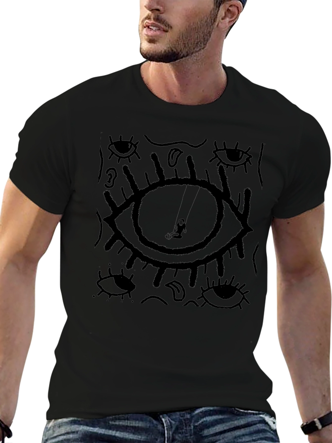 Eye Graphic Black T-Shirt - Unique Design Tee
