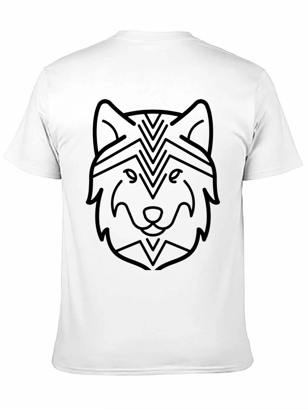 Geometric Wolf Graphic Print Black T-Shirt