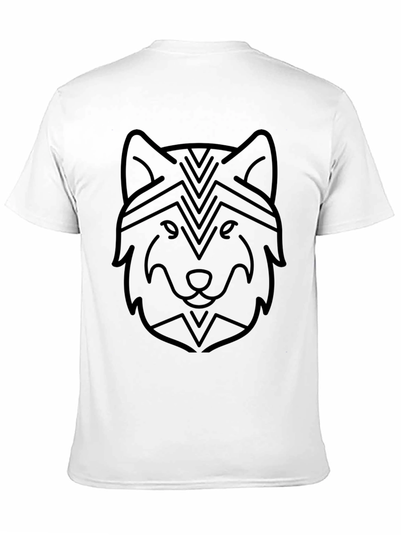Geometric Wolf Graphic Print Black T-Shirt