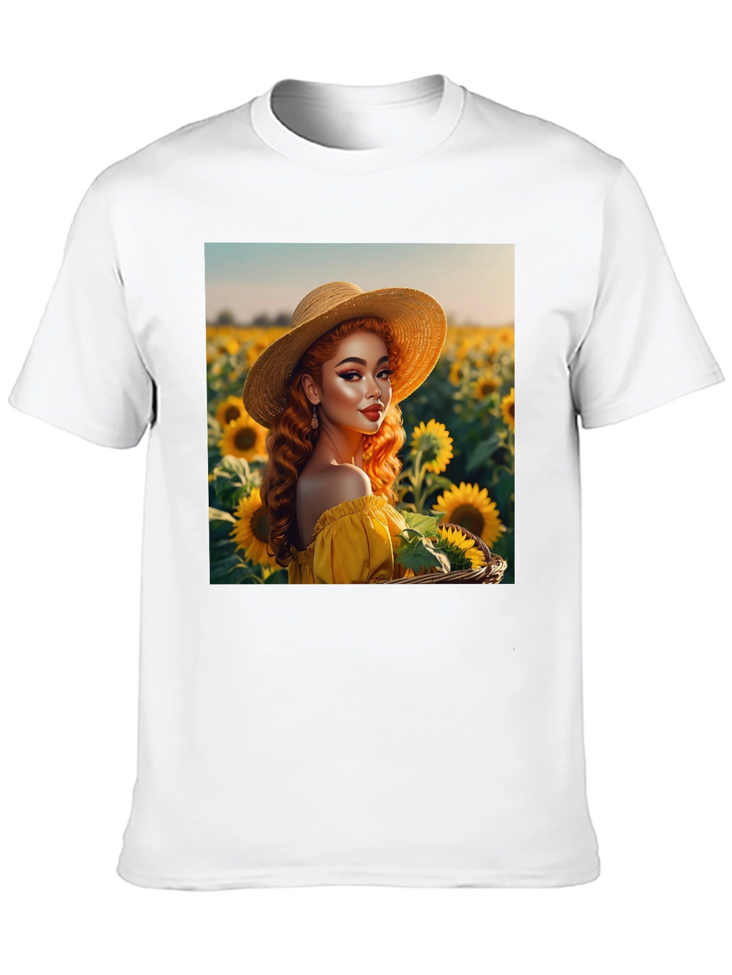 Sunflower Girl Graphic Tee - Black Cotton Blend