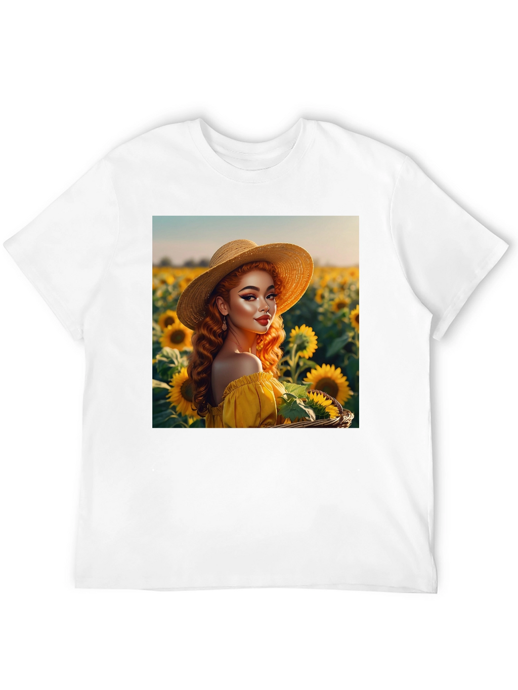 Sunflower Girl Graphic Tee - Black Cotton Blend