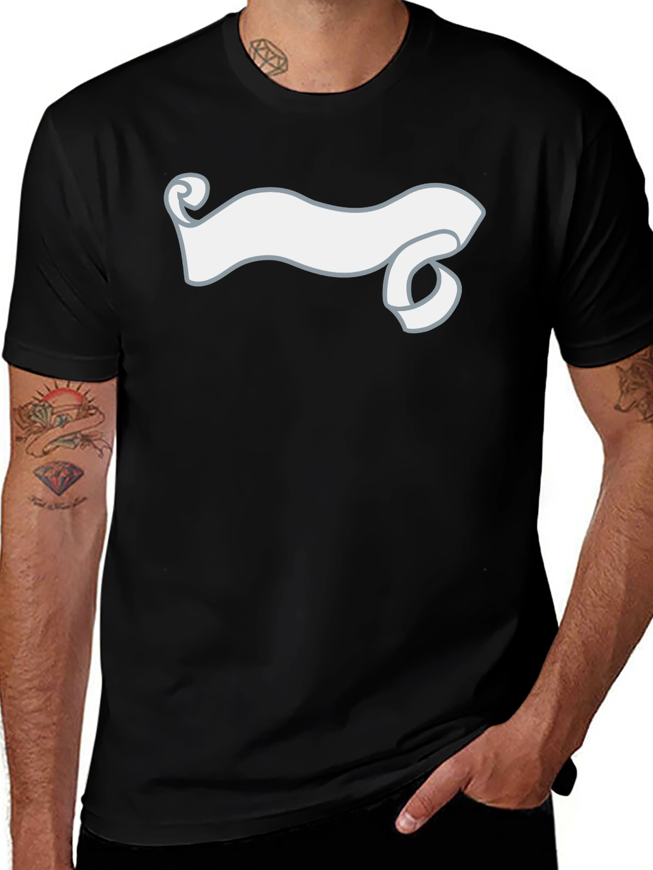 Black T-Shirt with Banner Design