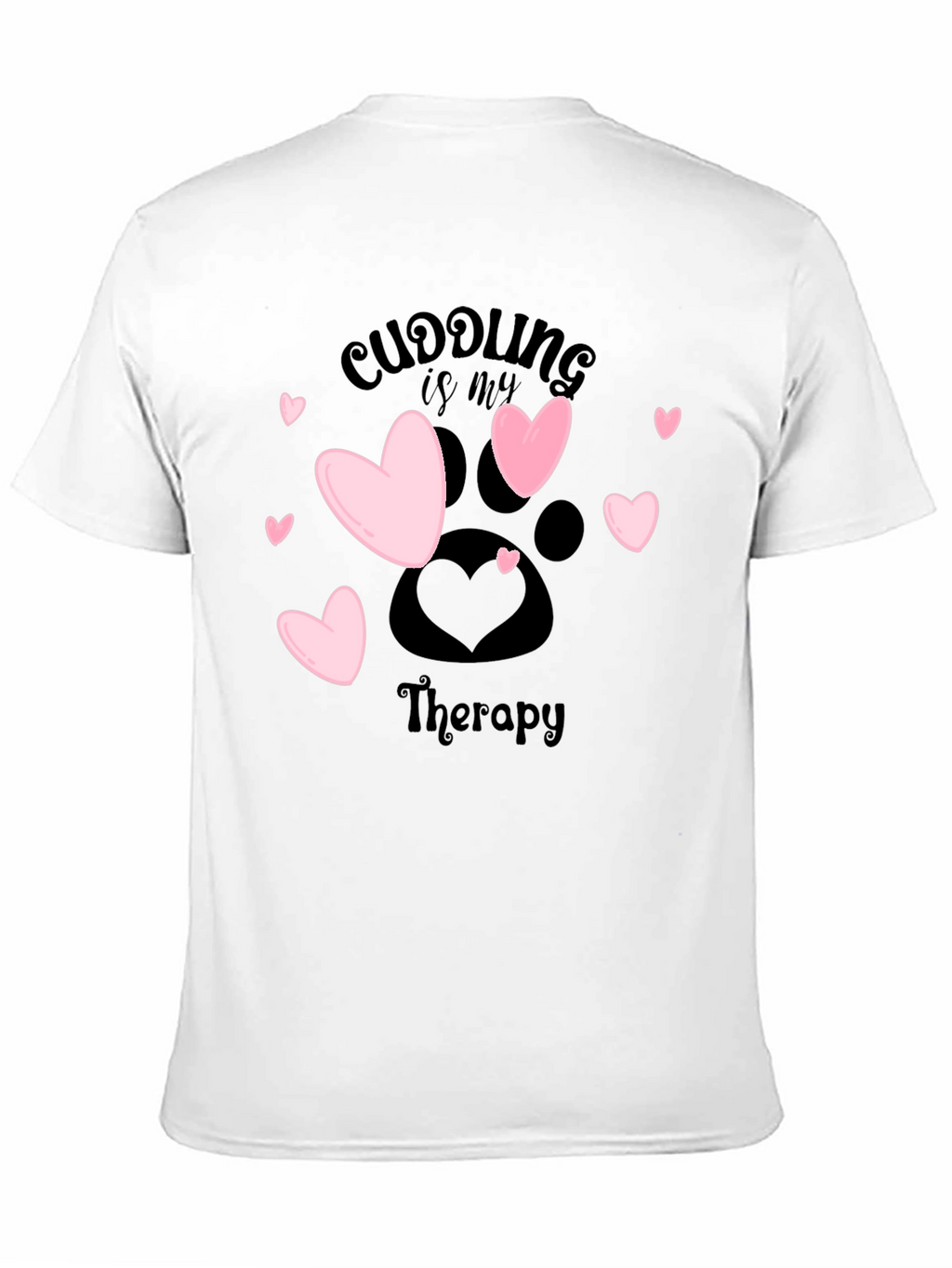 Cuddling Therapy T-Shirt: Heart & Paw Print Design