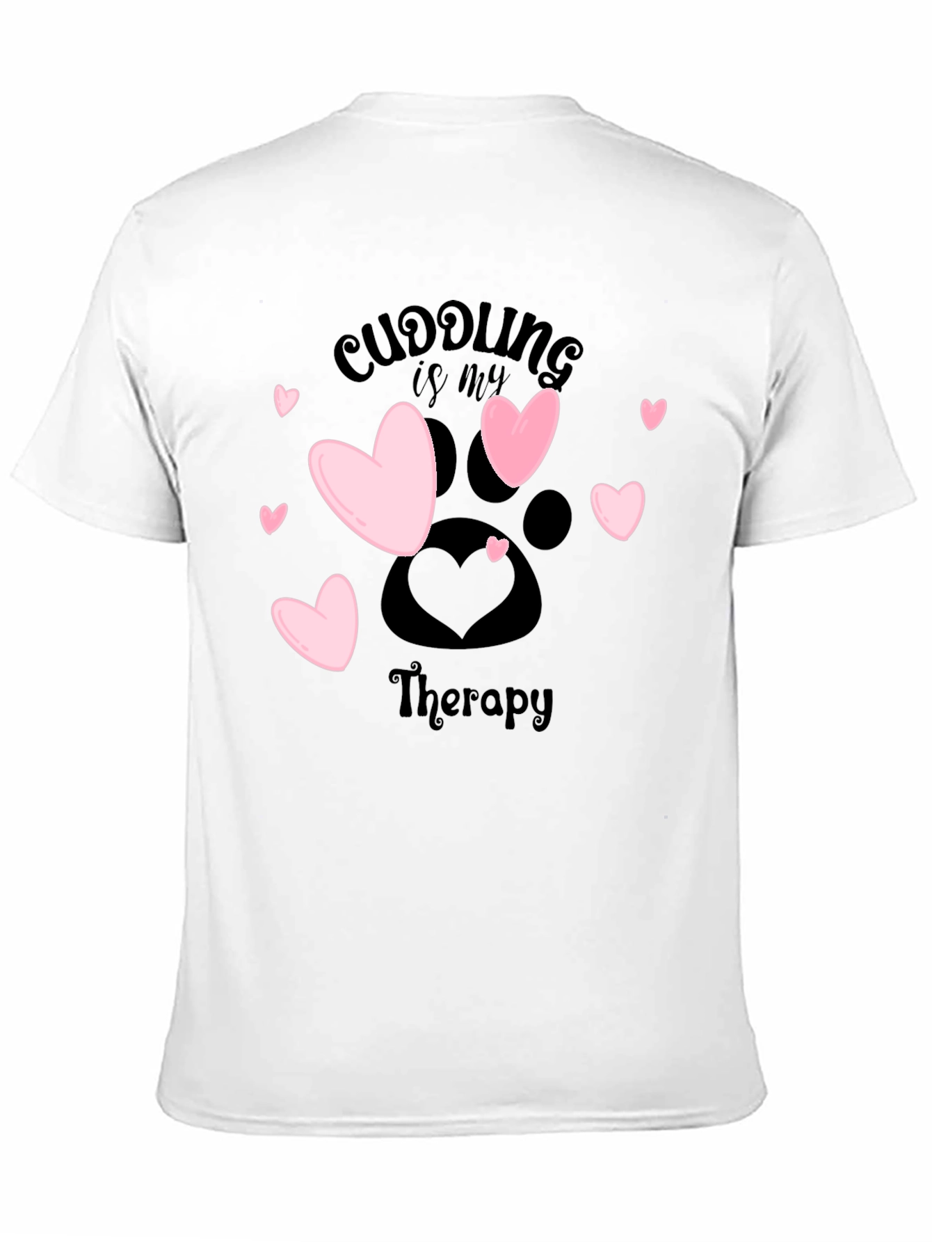 Cuddling Therapy T-Shirt: Heart & Paw Print Design