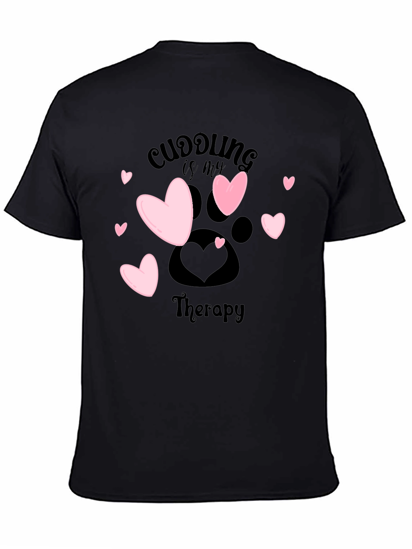 Cuddling Therapy T-Shirt: Heart & Paw Print Design