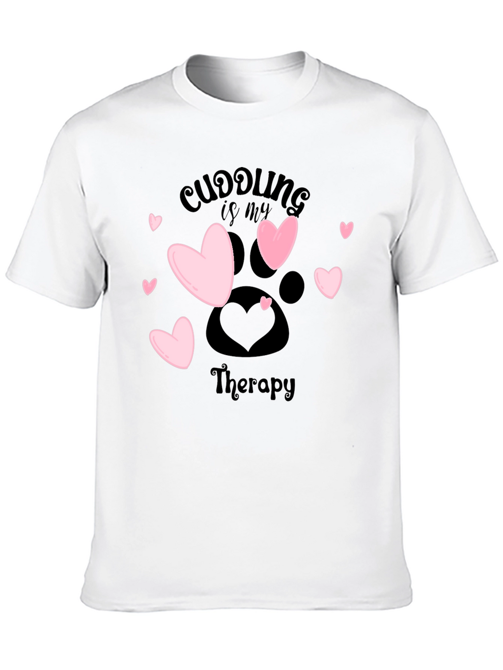 Cuddling Therapy T-Shirt: Heart & Paw Print Design