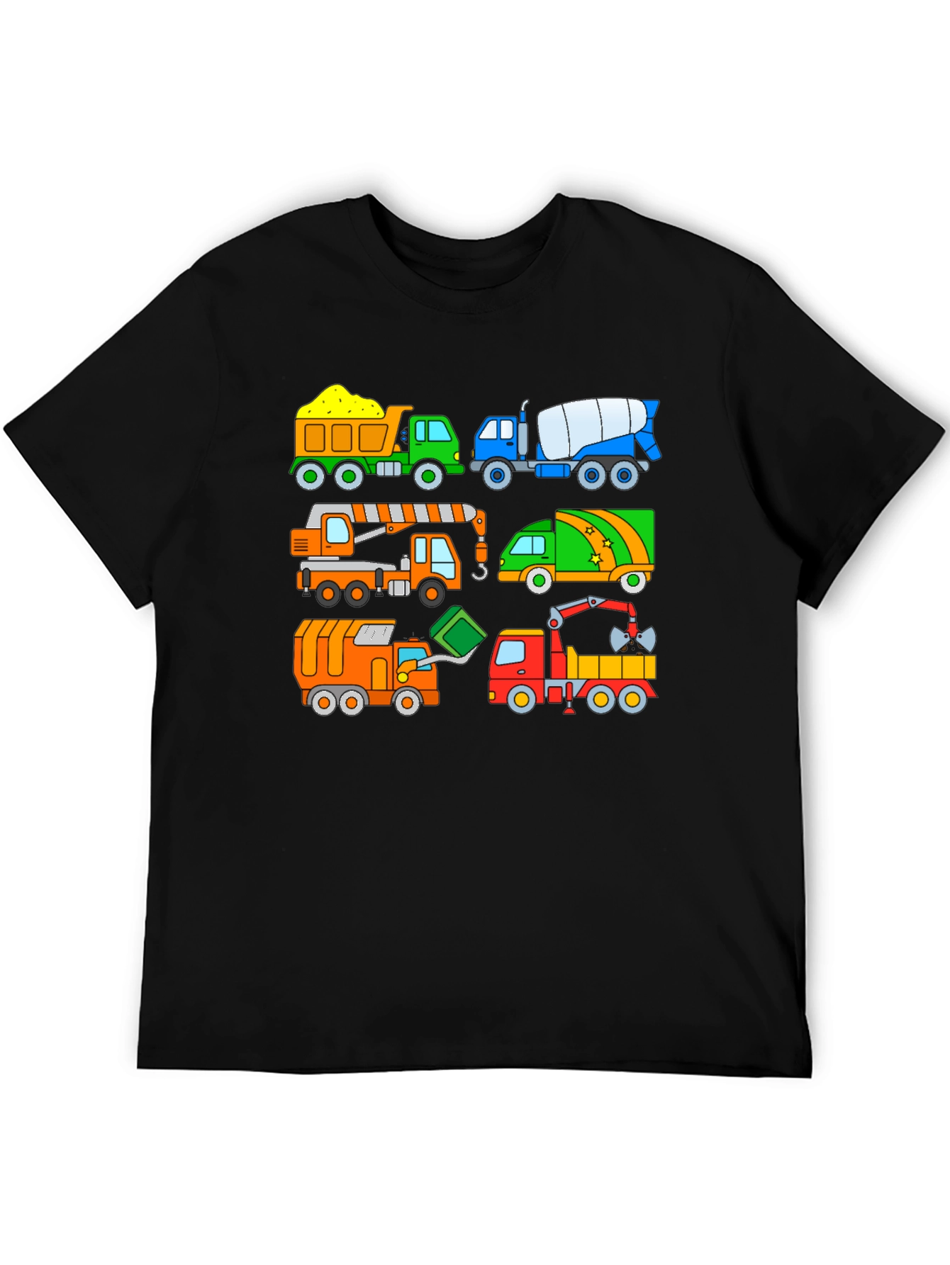 Construction Truck Print Black T-Shirt