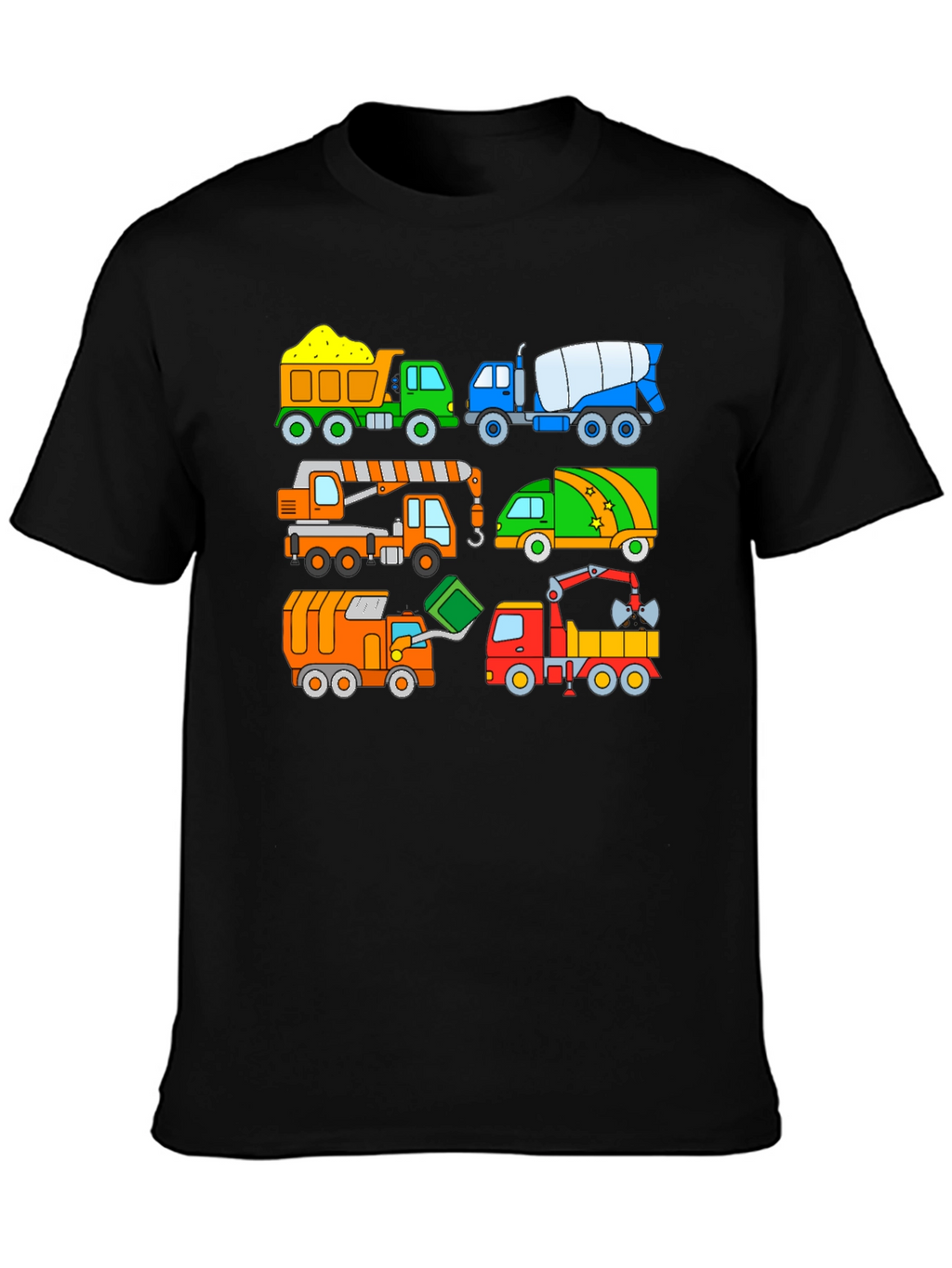 Construction Truck Print Black T-Shirt